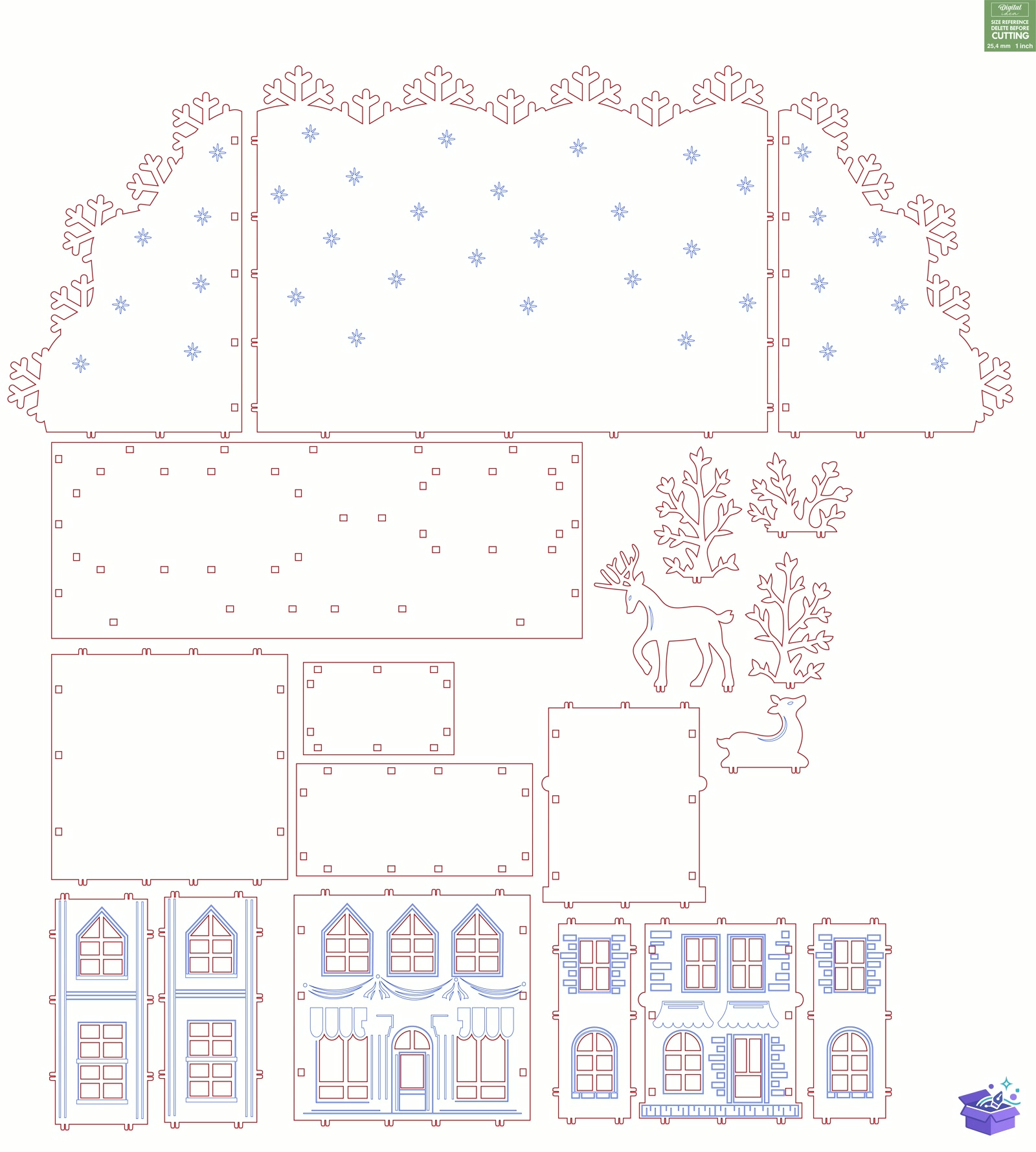 3D Winter Stand Lazer Kesim - Tasarım Çizim Dosyası (SVG, DXF, EPS, PNG) önizleme 3