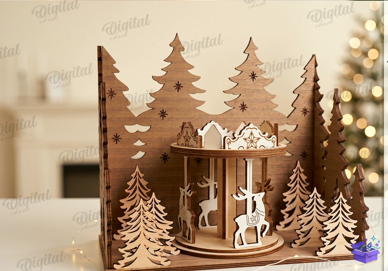 3D Winter Stand Lazer Kesim - Tasarım Çizim Dosyası (SVG, DXF, EPS, PNG) önizleme 5