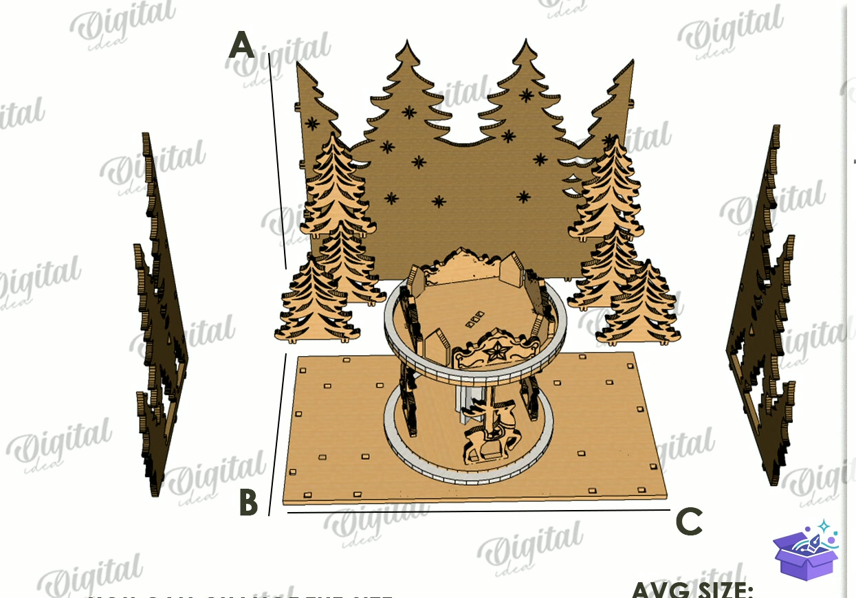 3D Winter Stand Lazer Kesim - Tasarım Çizim Dosyası (SVG, DXF, EPS, PNG) önizleme 6