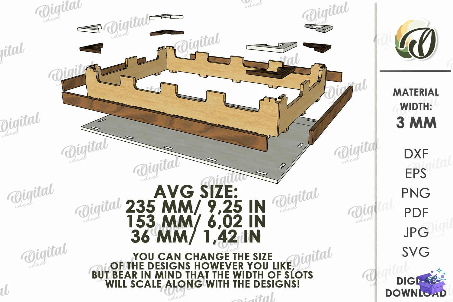 Dice Trays Lazer Kesim - Tasarım Çizim Dosyası (SVG, DXF, EPS, PNG) önizleme 2