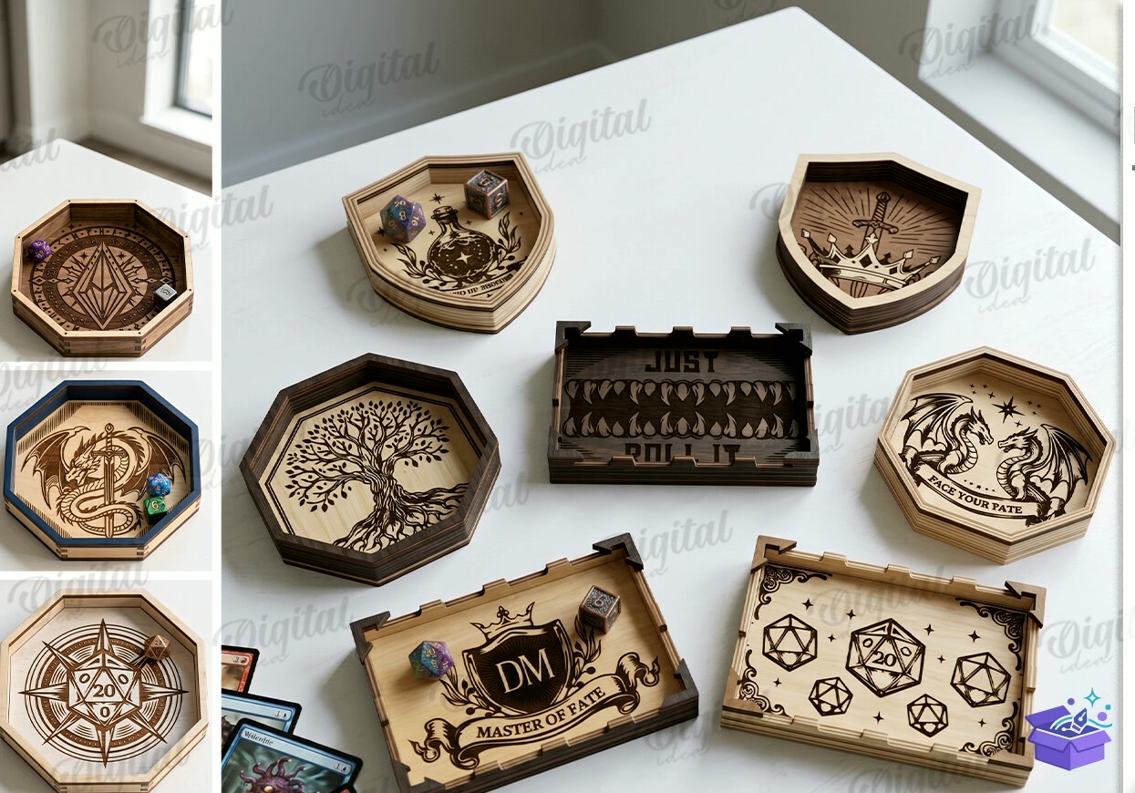 Dice Trays Lazer Kesim - Tasarım Çizim Dosyası (SVG, DXF, EPS, PNG) önizleme 4