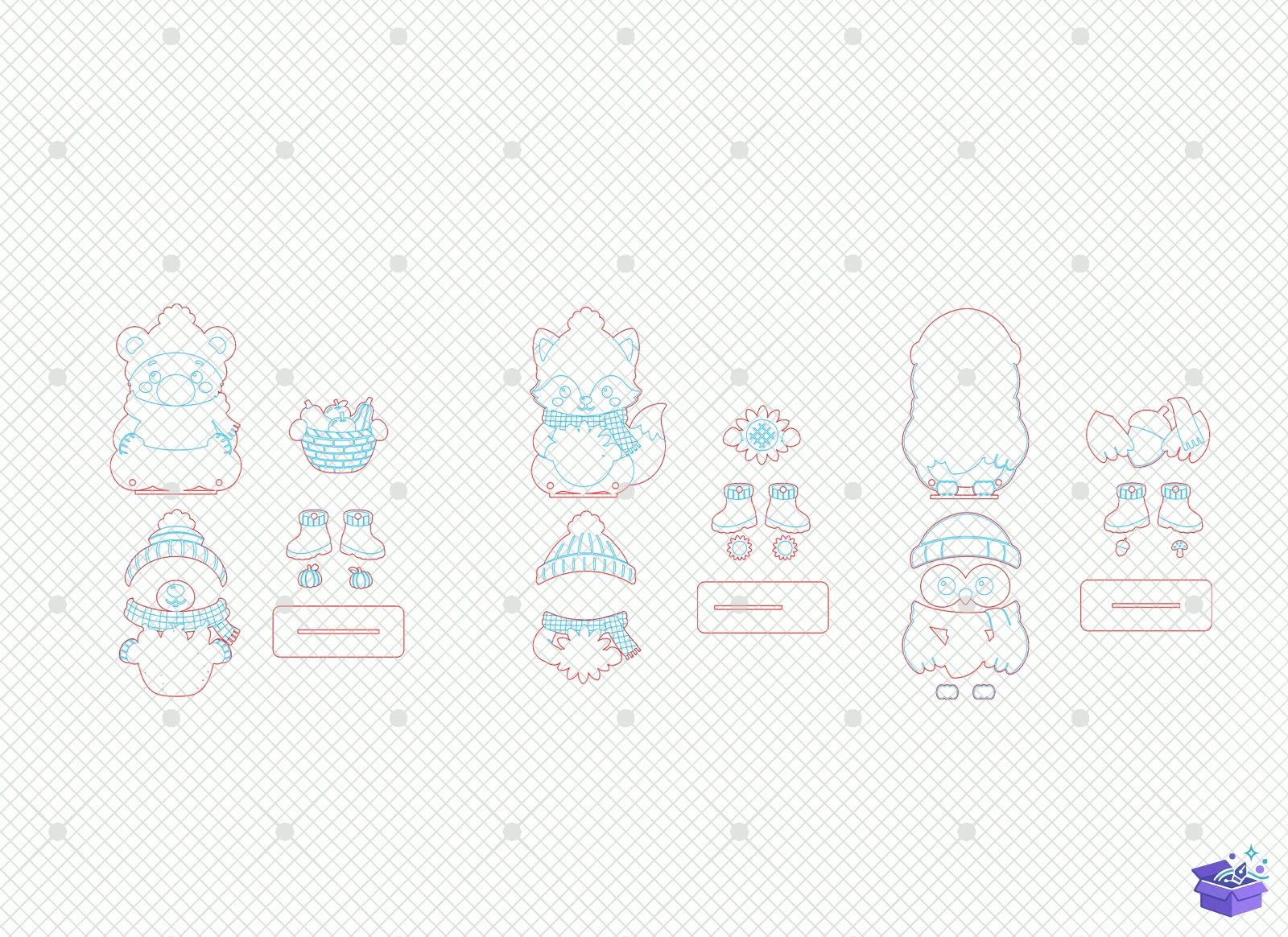 Cozy Woodland Friends SVG - Tasarım Çizim Dosyası (SVG, DXF, EPS, PNG) önizleme 5