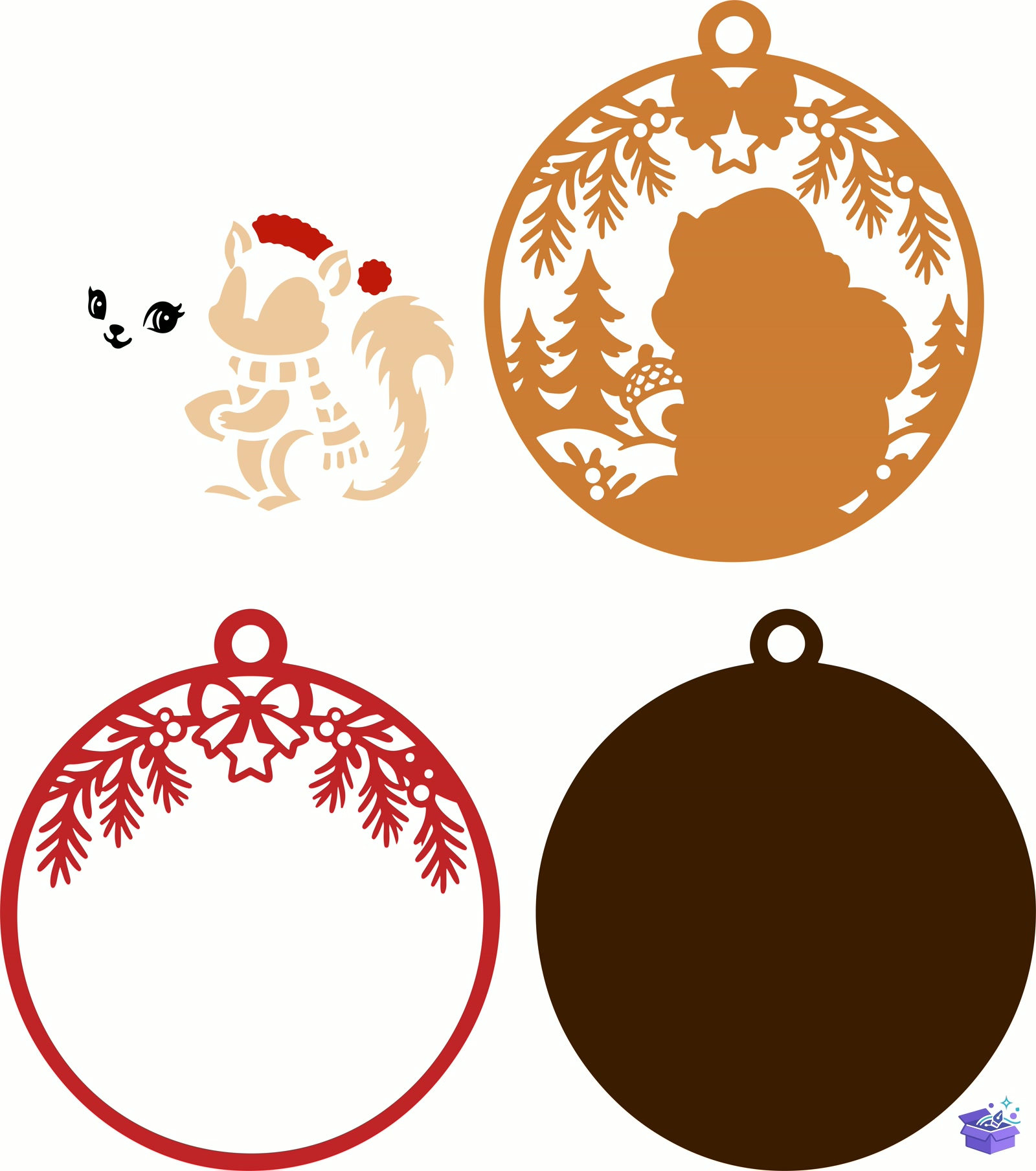 Yılbaşı Animal Ahşap Süs SVG - Tasarım Çizim Dosyası (SVG, DXF, EPS, PNG) - Lazer Kesim Dosyaları İndir (DXF, SVG, EPS)