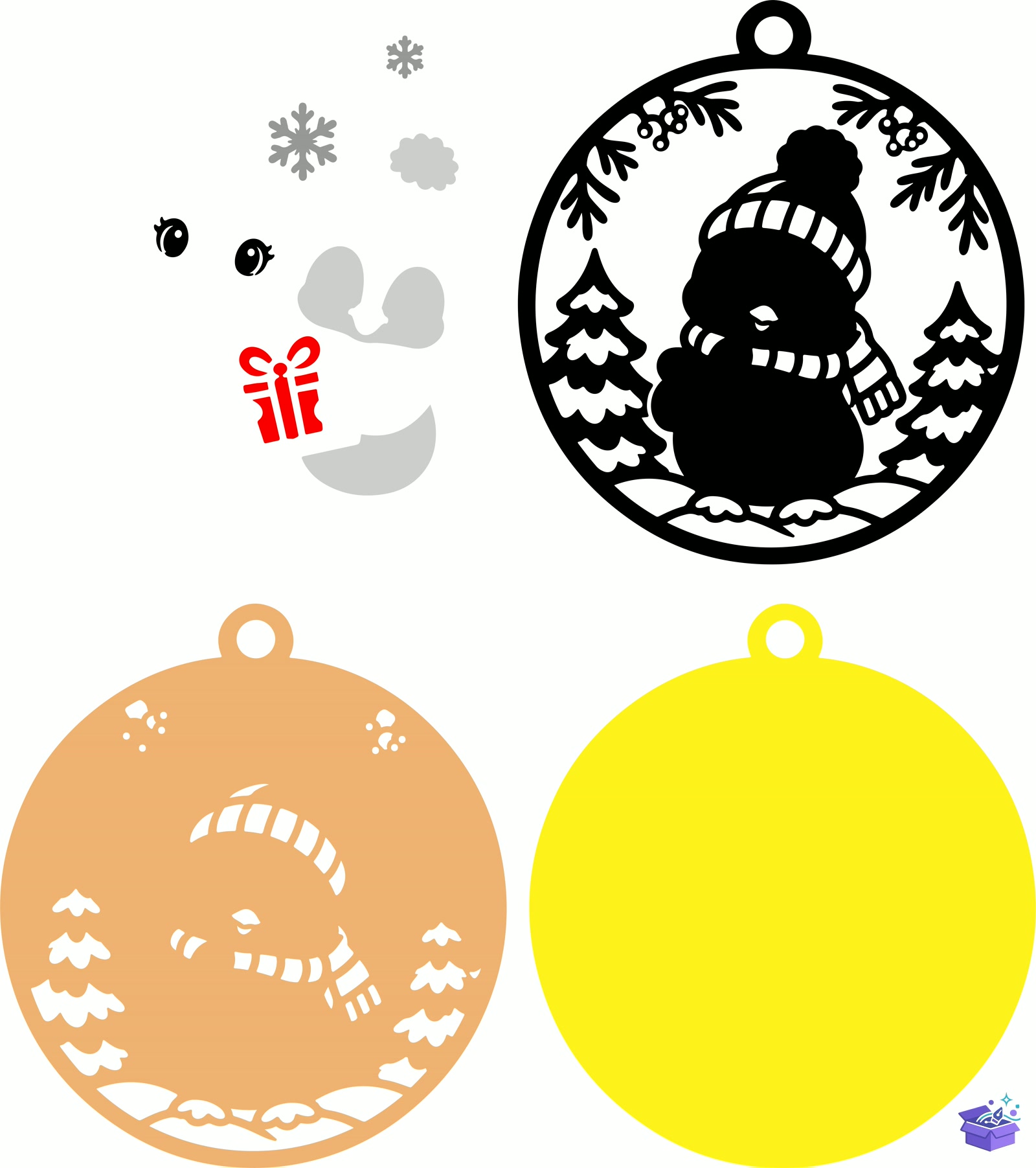 Yılbaşı Animal Ahşap Süs SVG - Tasarım Çizim Dosyası (SVG, DXF, EPS, PNG) önizleme 3