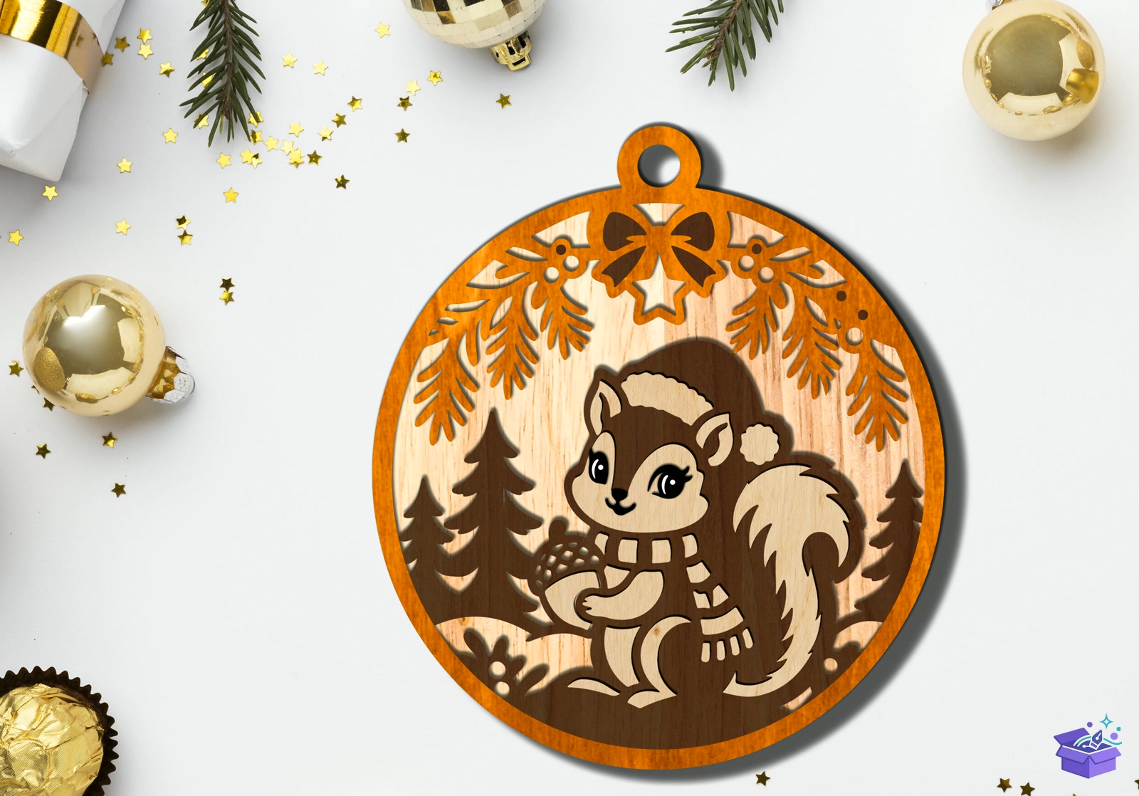 Yılbaşı Animal Ahşap Süs SVG - Tasarım Çizim Dosyası (SVG, DXF, EPS, PNG) önizleme 6