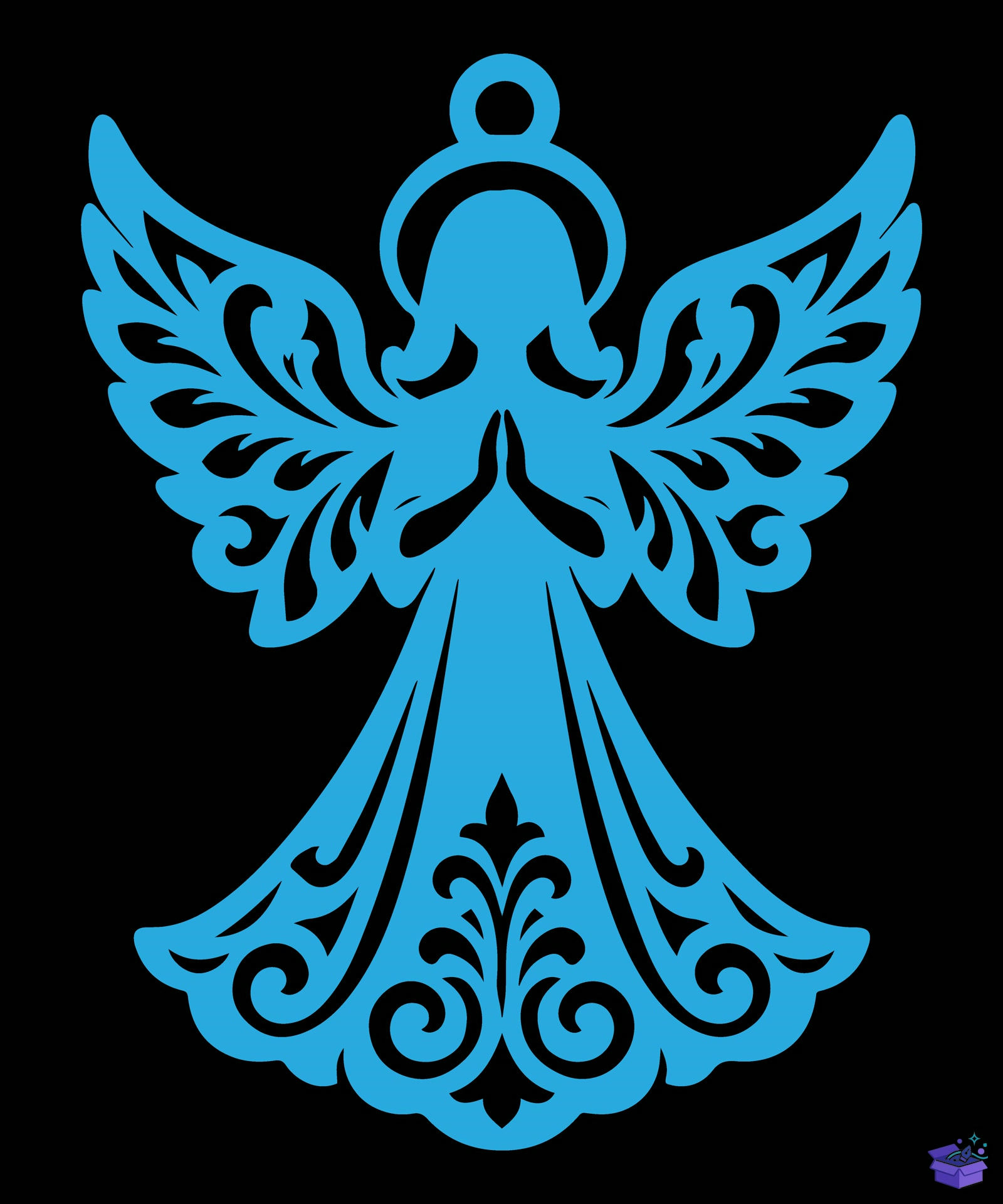 Angel Yılbaşı Ağaç Süsü Lazer Kesim - Tasarım Çizim Dosyası (SVG, DXF, EPS, PNG) önizleme 2