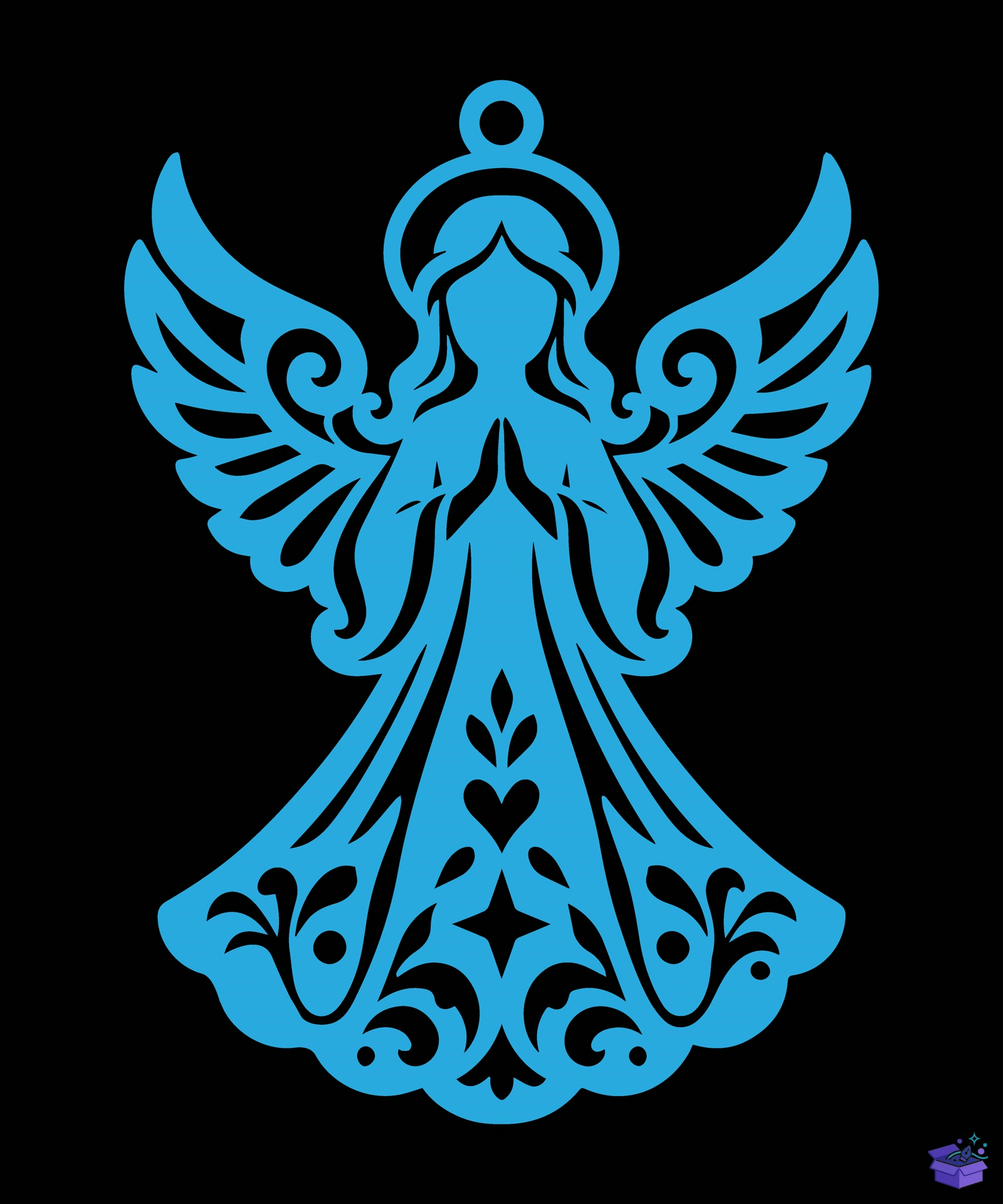 Angel Yılbaşı Ağaç Süsü Lazer Kesim - Tasarım Çizim Dosyası (SVG, DXF, EPS, PNG) önizleme 3