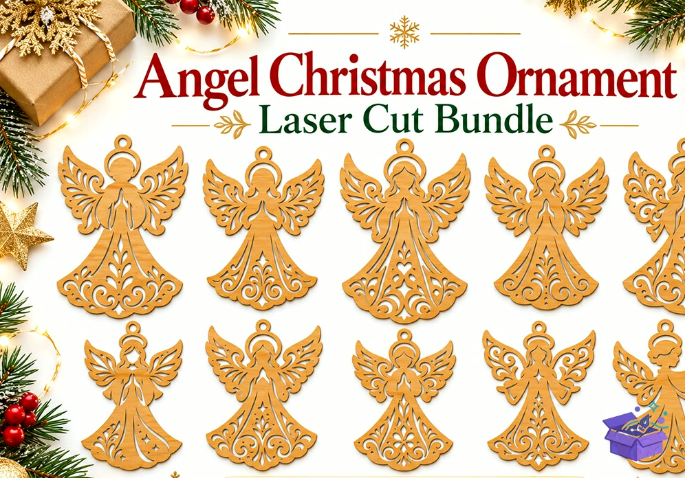 Angel Yılbaşı Ağaç Süsü Lazer Kesim - Tasarım Çizim Dosyası (SVG, DXF, EPS, PNG) önizleme 4