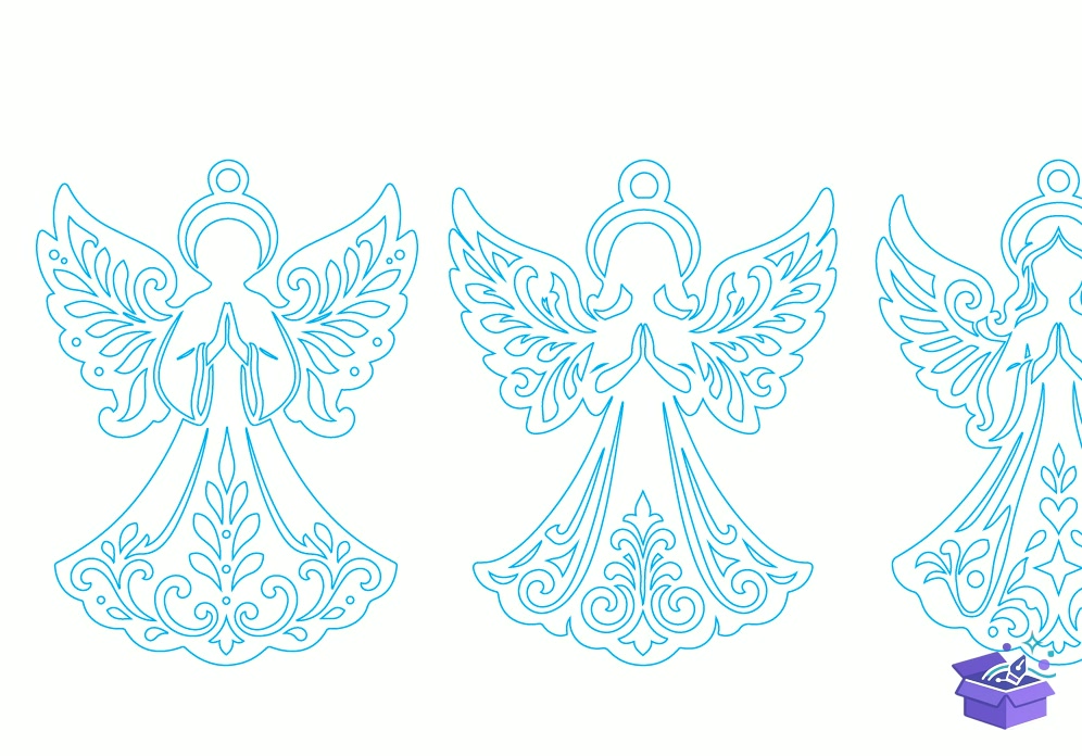 Angel Yılbaşı Ağaç Süsü Lazer Kesim - Tasarım Çizim Dosyası (SVG, DXF, EPS, PNG) önizleme 5