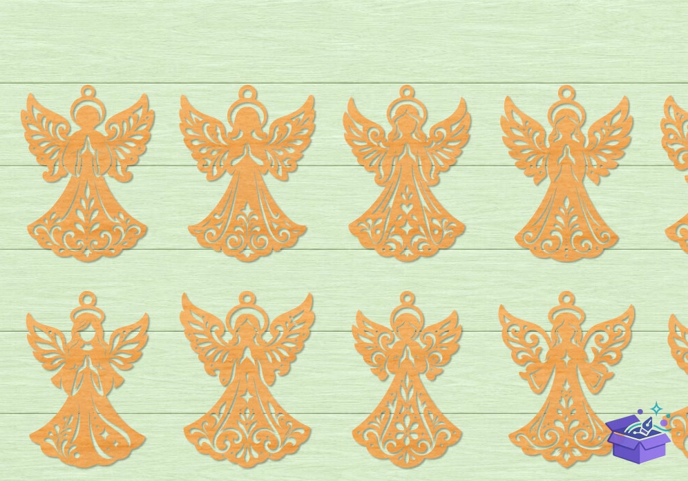 Angel Yılbaşı Ağaç Süsü Lazer Kesim - Tasarım Çizim Dosyası (SVG, DXF, EPS, PNG) önizleme 6