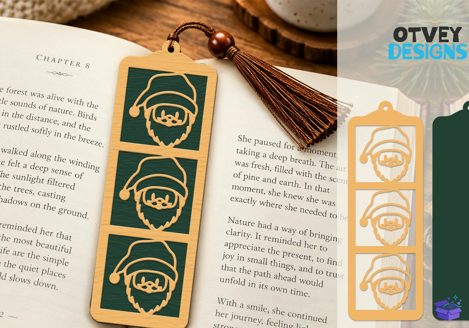 Kitap Ayracı Yılbaşı Lasercut BUNDLES - Tasarım Çizim Dosyası (SVG, DXF, EPS, PNG) önizleme 6