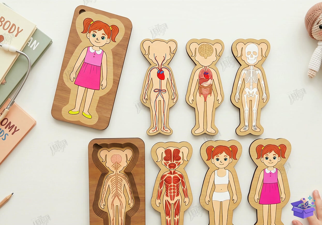 Human Body Organs Ahşap Yapboz Lazer Kesim CNC - Tasarım Çizim Dosyası (SVG, DXF, EPS, PNG) önizleme 4