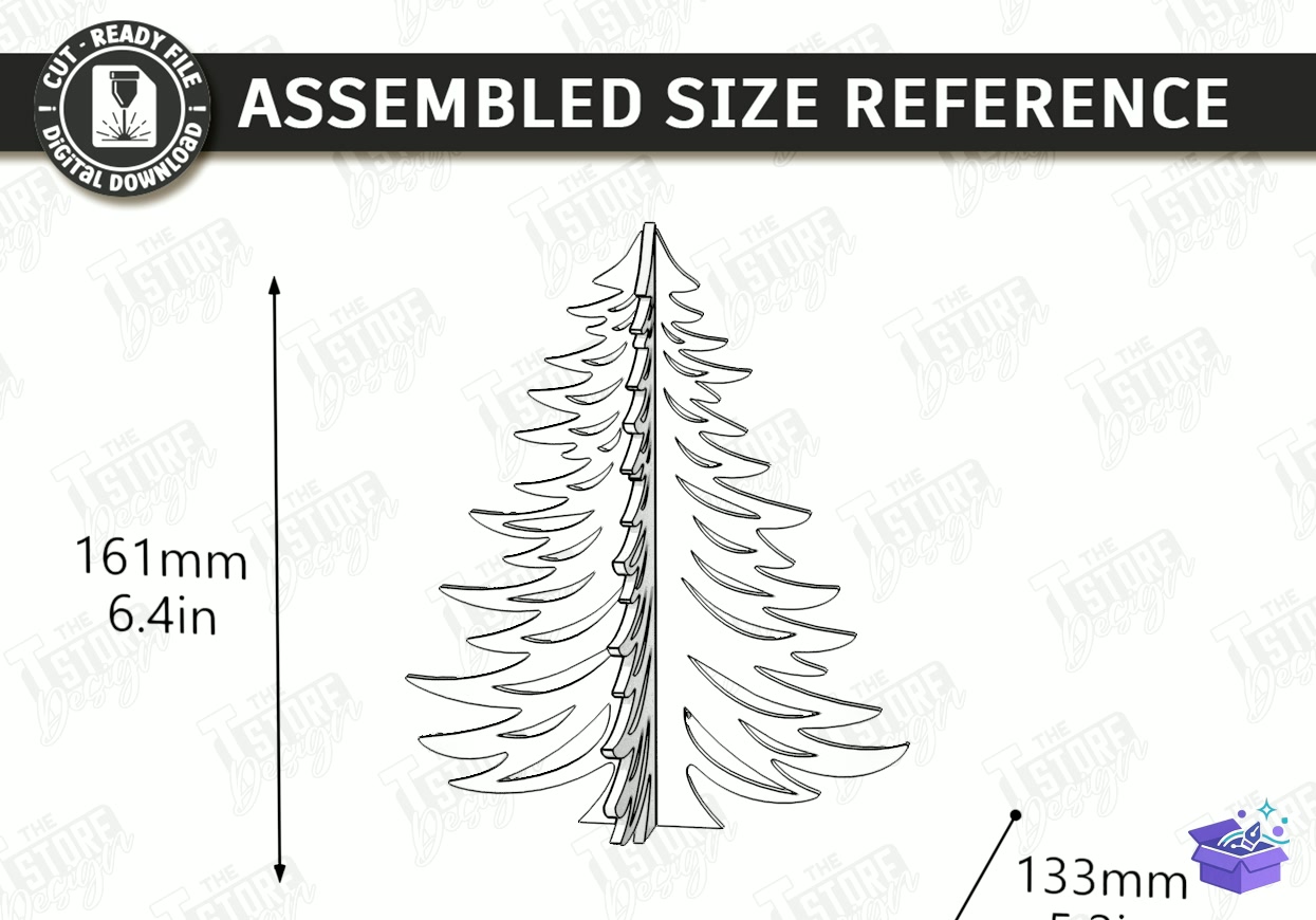 3D Ahşap Yılbaşı Ağacı Lazer Kesim CNC - Tasarım Çizim Dosyası (SVG, DXF, EPS, PNG) önizleme 4