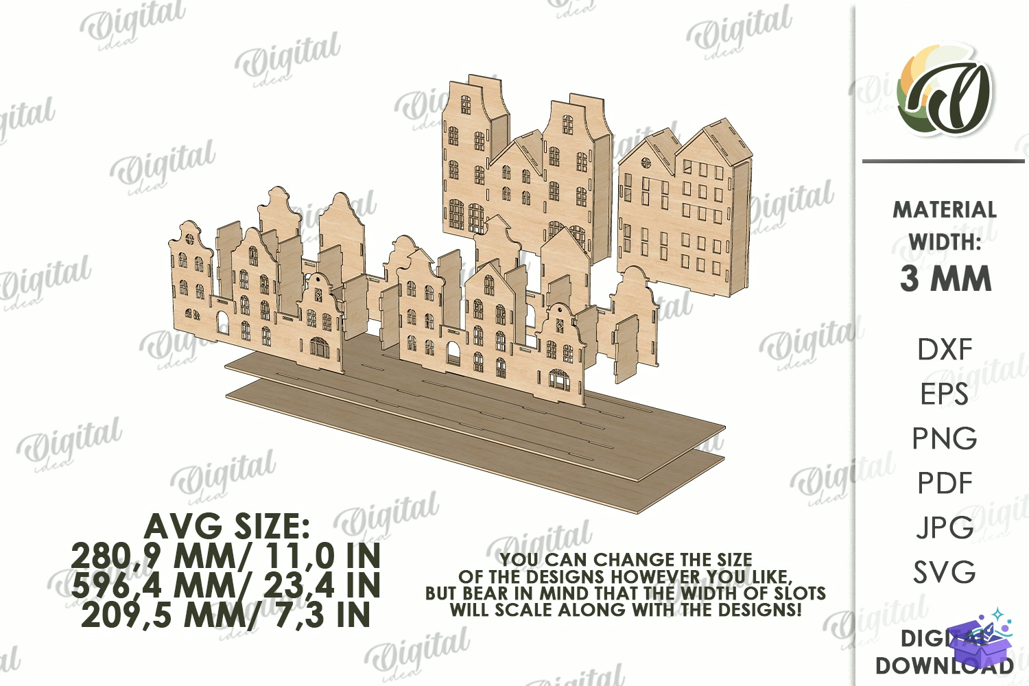 Yılbaşı Village Light Stand Lazer Kesim - Tasarım Çizim Dosyası (SVG, DXF, EPS, PNG) - Lazer Kesim Dosyaları İndir (STL, 3MF, DXF)