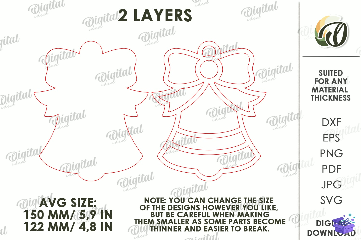Yılbaşı Mosaic Bases Lazer Kesim - Tasarım Çizim Dosyası (SVG, DXF, EPS, PNG) önizleme 3