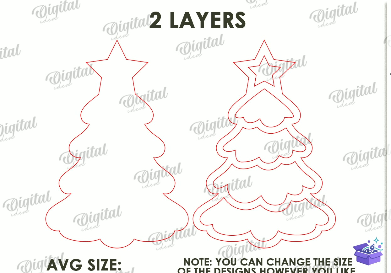 Yılbaşı Mosaic Bases Lazer Kesim - Tasarım Çizim Dosyası (SVG, DXF, EPS, PNG) önizleme 6