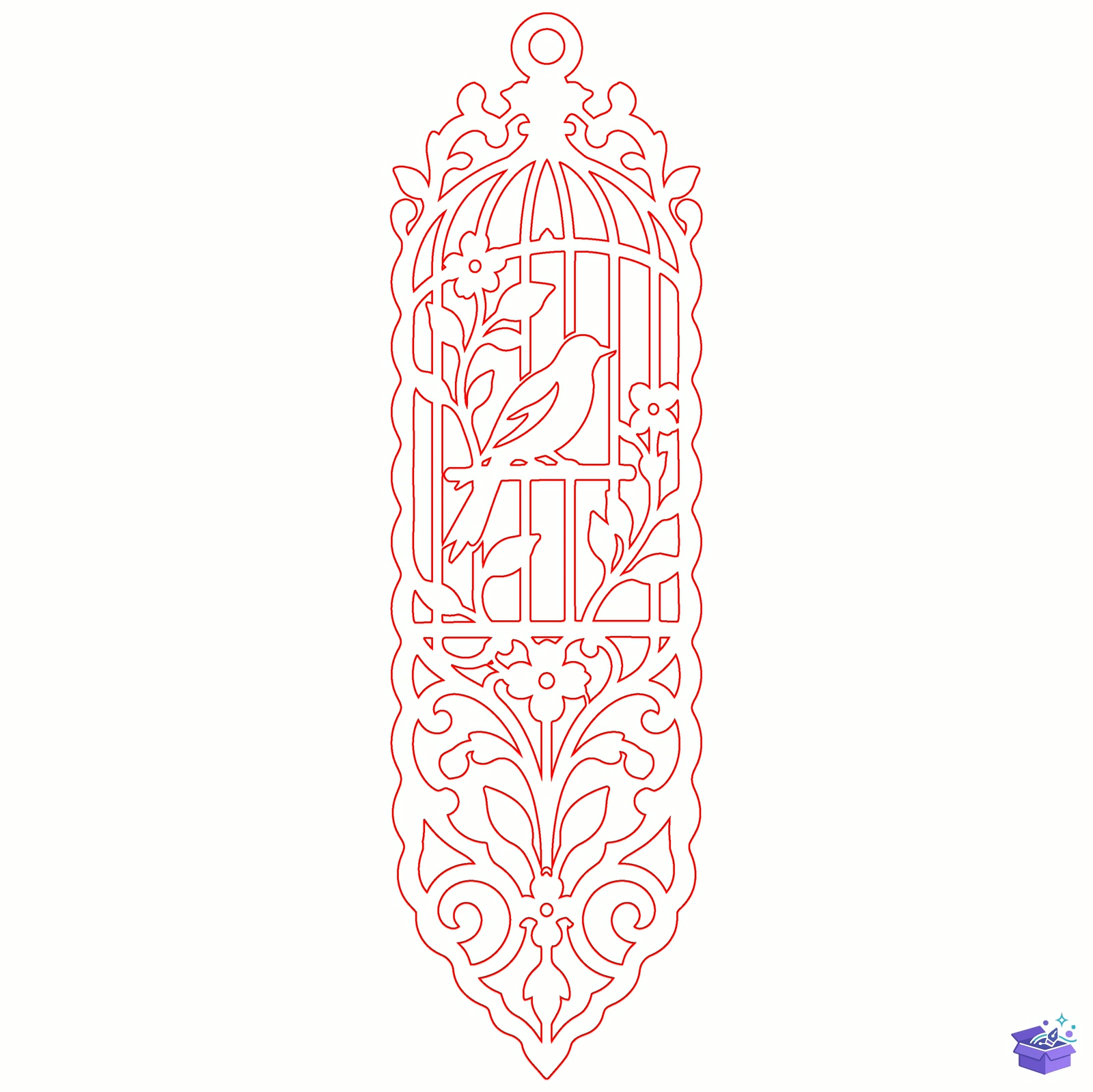 Ornate Leaf Kitap Ayracı Lazer Kesim SVG File - Tasarım Çizim Dosyası (SVG, DXF, EPS, PNG) - Lazer Kesim Dosyaları İndir (DXF, SVG, EPS)