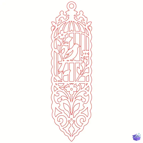 Süslü Yaprak Kitap Ayracı - Lazer Kesim ve Çizim Dosyası (SVG, DXF, EPS, PDF, PNG) - Lazer Kesim Dosyaları İndir (DXF, SVG, EPS)