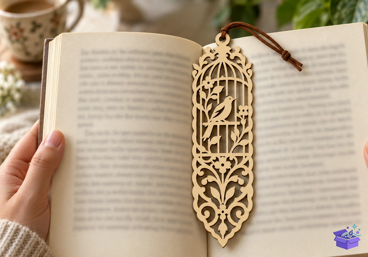 Ornate Leaf Kitap Ayracı Lazer Kesim SVG File - Tasarım Çizim Dosyası (SVG, DXF, EPS, PNG) önizleme 3
