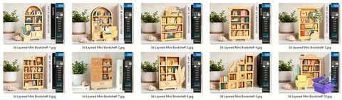 3D Mini Bookshelf Lazer Kesim CNC - Tasarım Çizim Dosyası (SVG, DXF, EPS, PNG) - Lazer Kesim Dosyaları İndir (STL, 3MF, DXF)