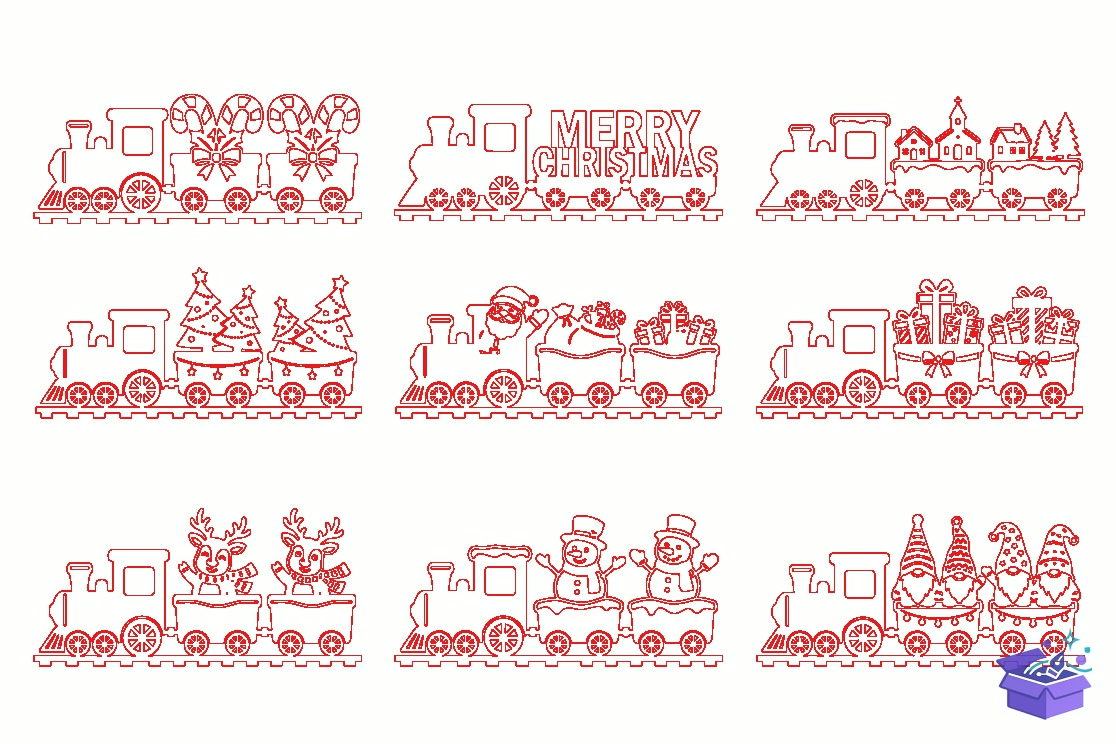 Yılbaşı Train Lazer Kesim SVG - Tasarım Çizim Dosyası (SVG, DXF, EPS, PNG) - Lazer Kesim Dosyaları İndir (DXF, SVG, AI)