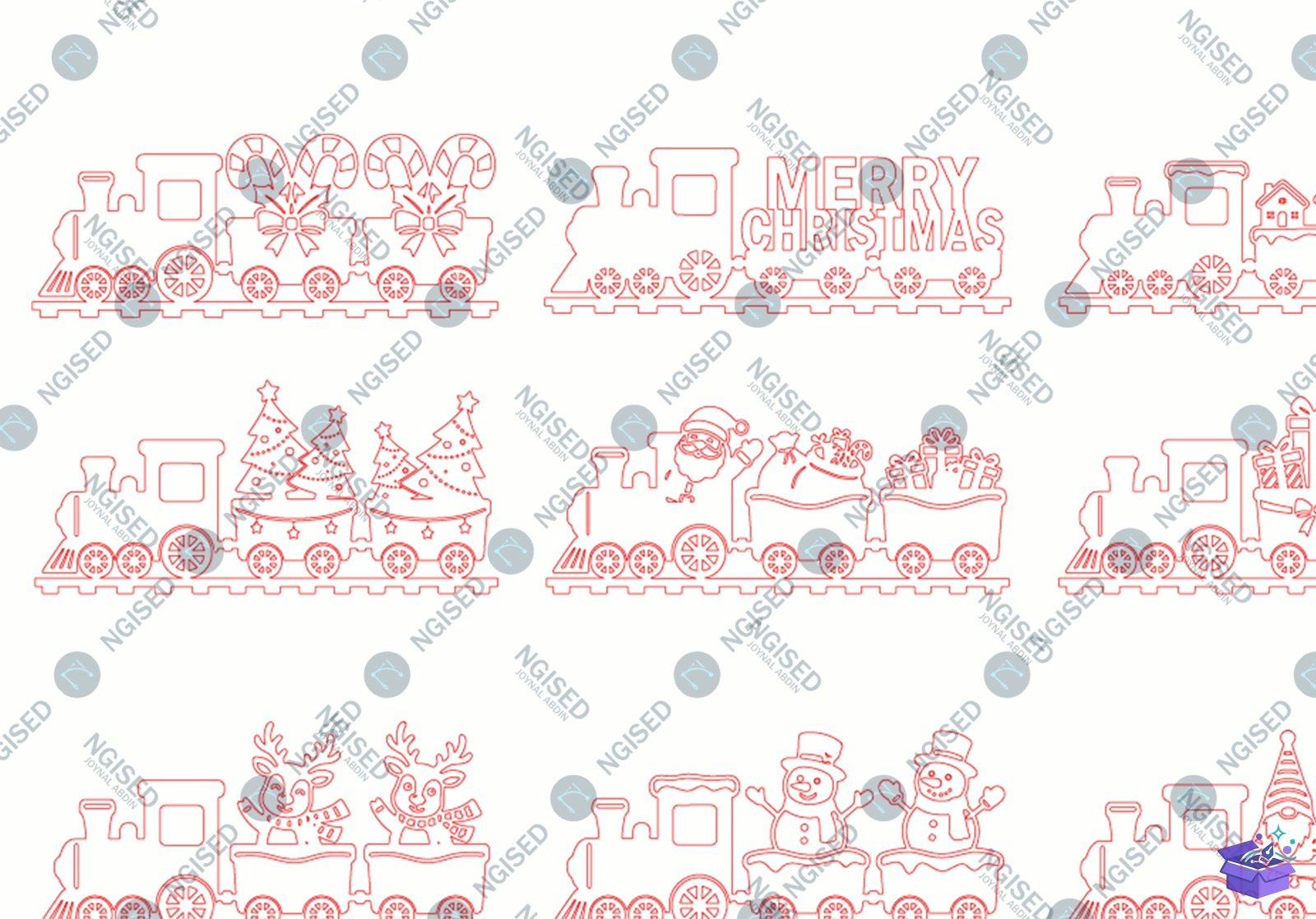 Yılbaşı Train Lazer Kesim SVG - Tasarım Çizim Dosyası (SVG, DXF, EPS, PNG) önizleme 5