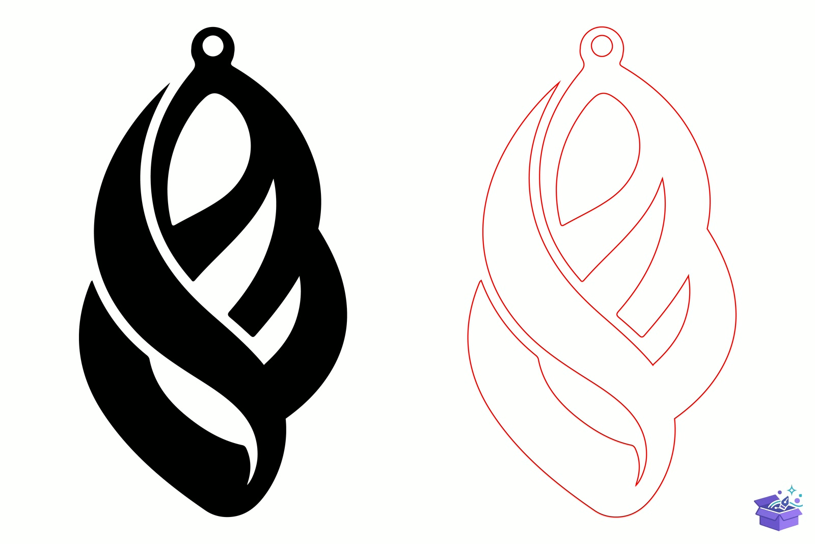 Leaf Drop Ahşap Küpe Lazer Kesim - Tasarım Çizim Dosyası (SVG, DXF, EPS, PNG) önizleme 3