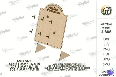 Yılbaşı Ağaç Süsü Display Stand Laser - Tasarım Çizim Dosyası (SVG, DXF, EPS, PNG) - Lazer Kesim Dosyaları İndir (STL, 3MF, DXF)