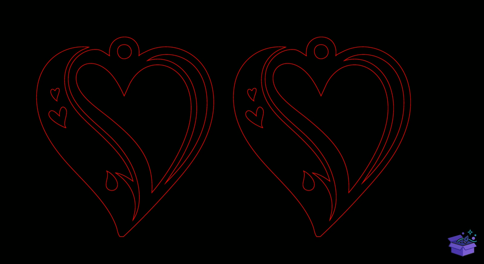 Kalp Temalı Küpe Lazer Kesim SVG - Tasarım Çizim Dosyası (SVG, DXF, EPS, PNG) önizleme 2
