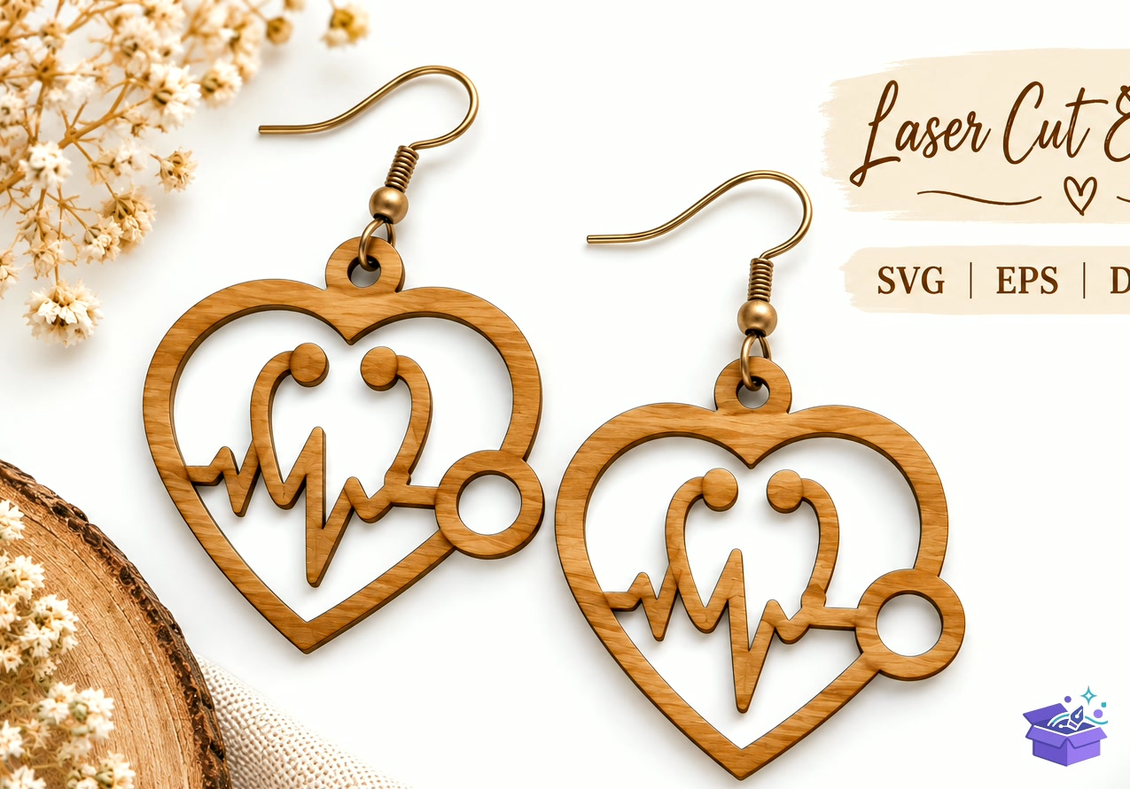 Cadılar Bayramı Küpe SVG Laser - Tasarım Çizim Dosyası (SVG, DXF, EPS, PNG) önizleme 3