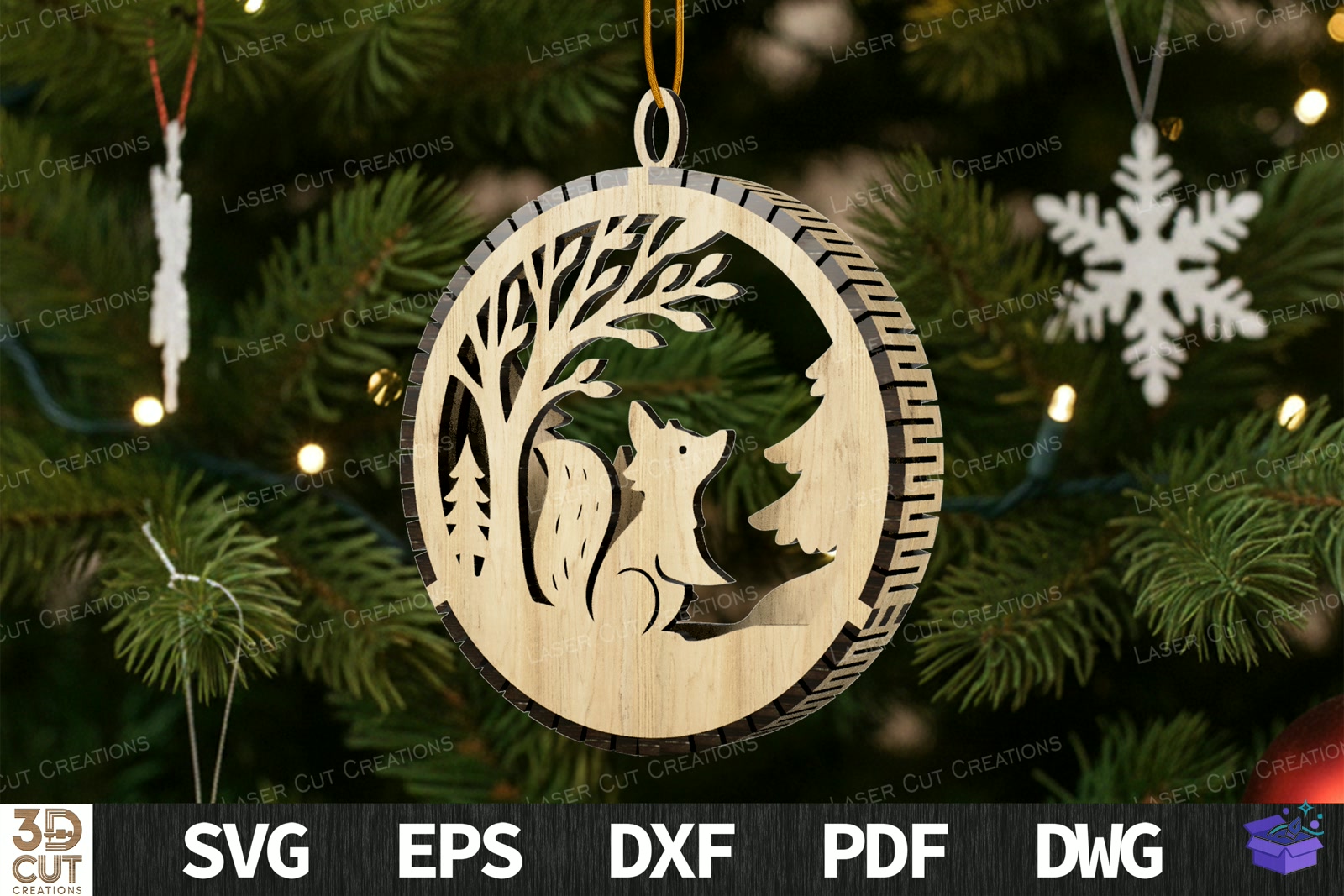 Katmanlı Yılbaşı Ağaç Süsü SVG - Tasarım Çizim Dosyası (SVG, DXF, EPS, PNG) önizleme 2