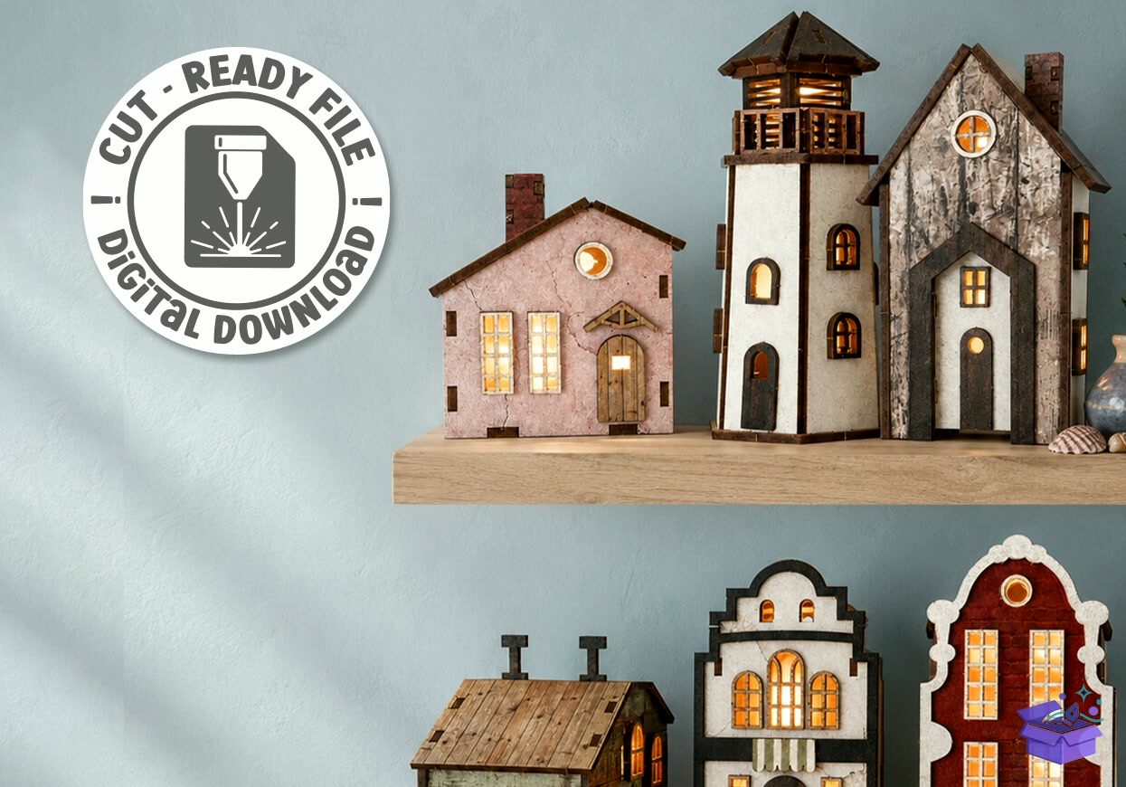 Mini House Nightlight Lazer Kesim - Tasarım Çizim Dosyası (SVG, DXF, EPS, PNG) önizleme 4
