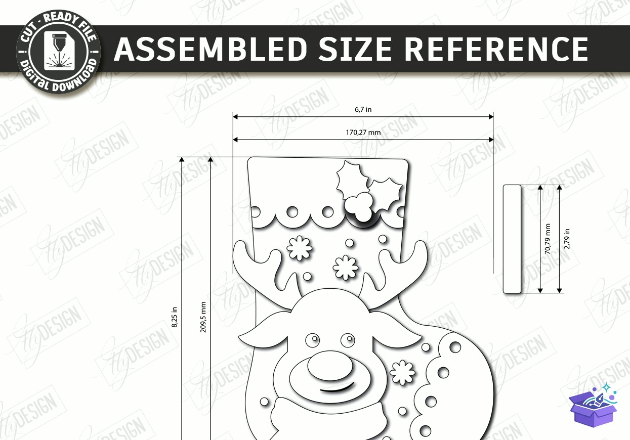Felt Yılbaşı Stocking Lazer Kesim CNC - Tasarım Çizim Dosyası (SVG, DXF, EPS, PNG) önizleme 5