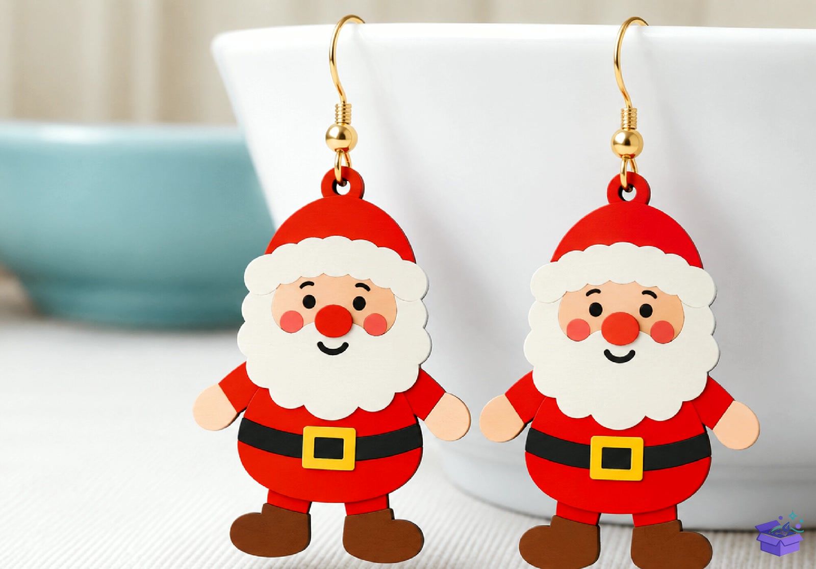 Santa Claus Küpe Lazer Kesim SVG - Tasarım Çizim Dosyası (SVG, DXF, EPS, PNG) önizleme 2