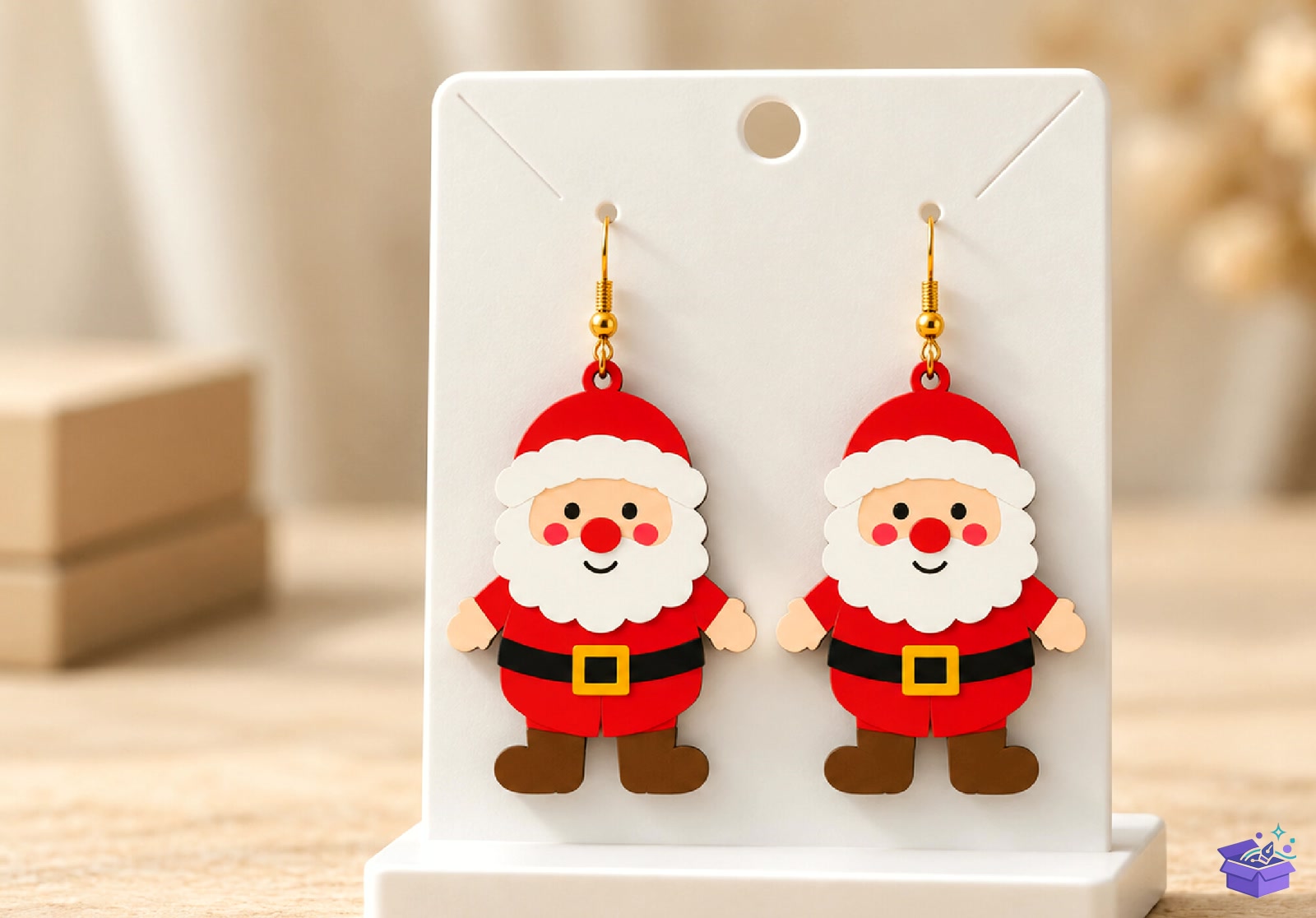 Santa Claus Küpe Lazer Kesim SVG - Tasarım Çizim Dosyası (SVG, DXF, EPS, PNG) önizleme 5