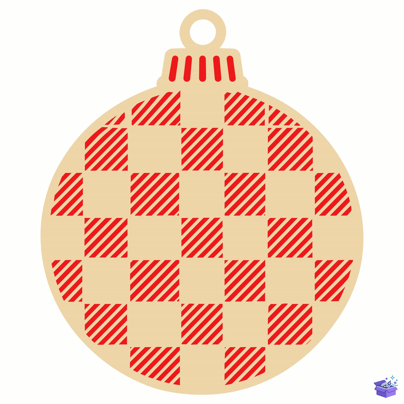 Yılbaşı Ağaç Süsü SVG Lazer Kesim - Tasarım Çizim Dosyası (SVG, DXF, EPS, PNG) önizleme 3