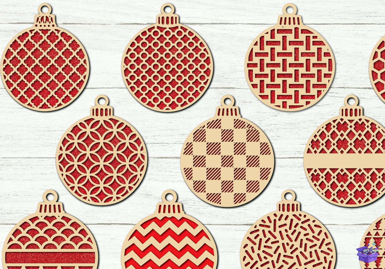 Yılbaşı Ağaç Süsü SVG Lazer Kesim - Tasarım Çizim Dosyası (SVG, DXF, EPS, PNG) önizleme 4