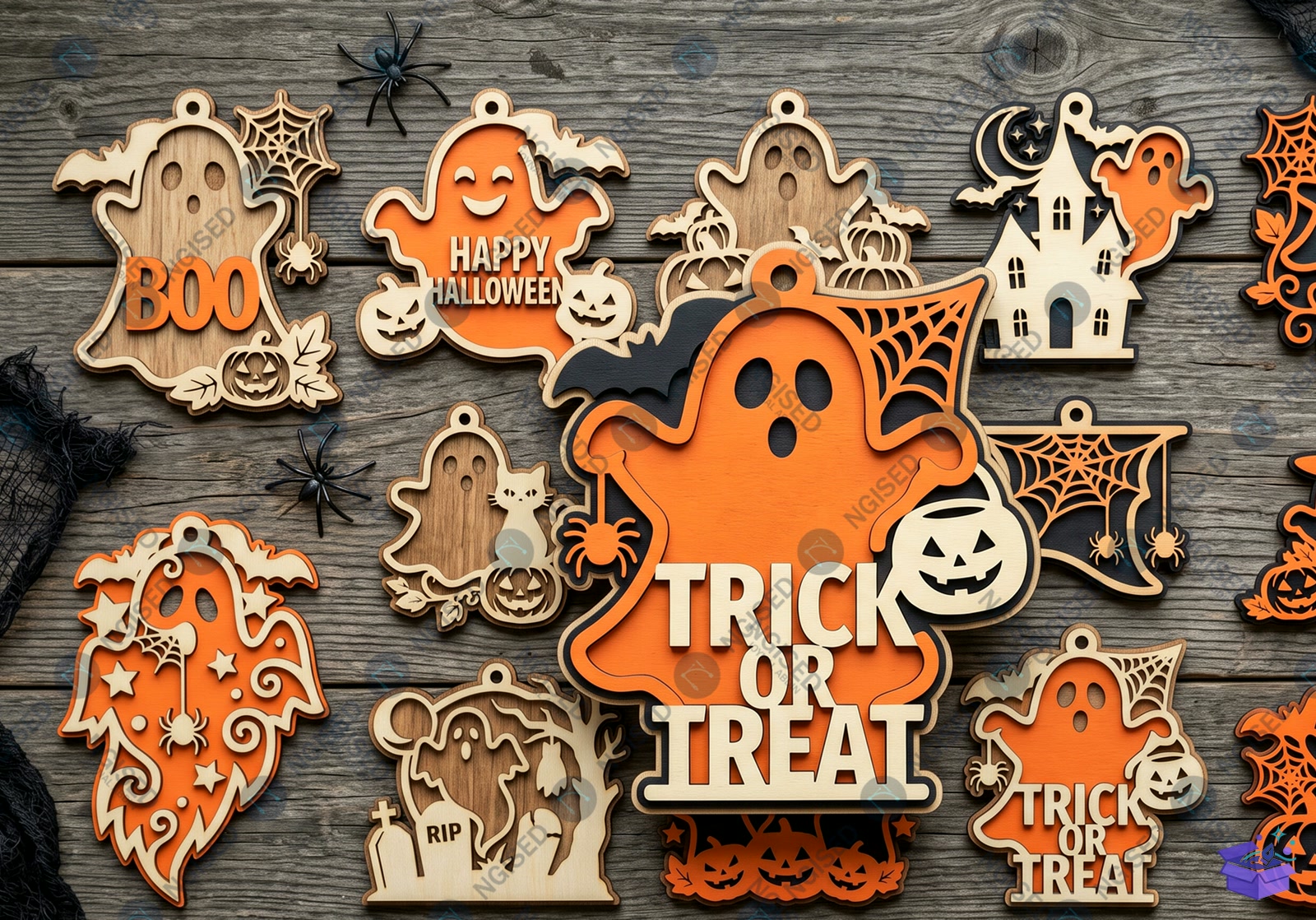 Cadılar Bayramı Ghost Kapı Süsü SVG - Tasarım Çizim Dosyası (SVG, DXF, EPS, PNG) önizleme 3