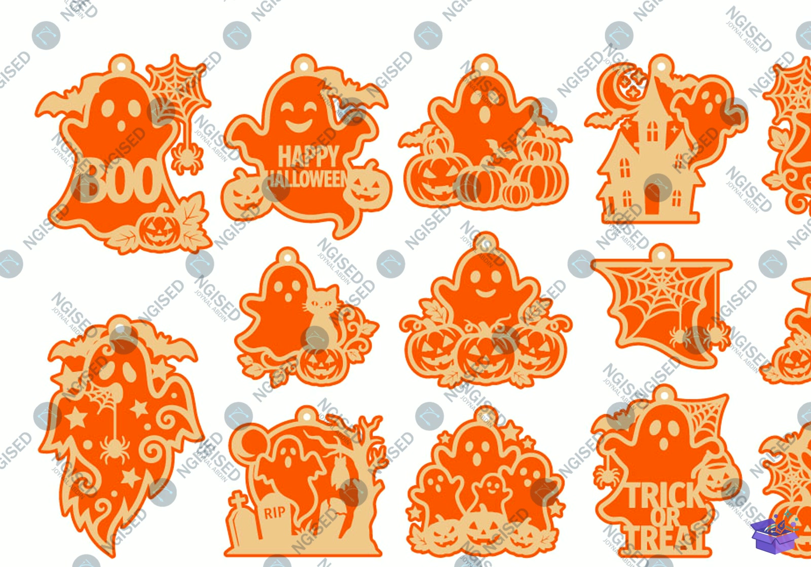 Cadılar Bayramı Ghost Kapı Süsü SVG - Tasarım Çizim Dosyası (SVG, DXF, EPS, PNG) önizleme 4