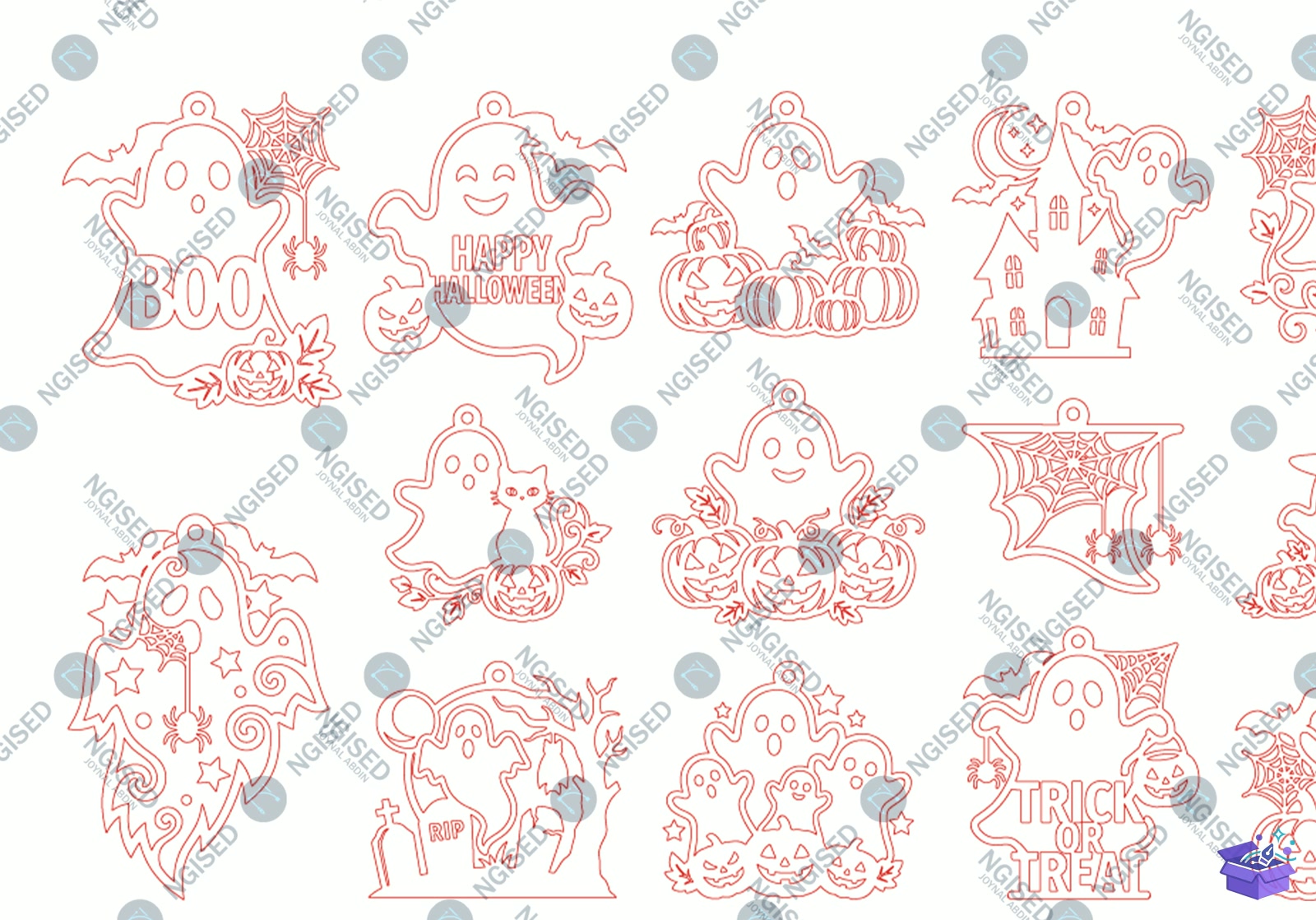 Cadılar Bayramı Ghost Kapı Süsü SVG - Tasarım Çizim Dosyası (SVG, DXF, EPS, PNG) önizleme 5