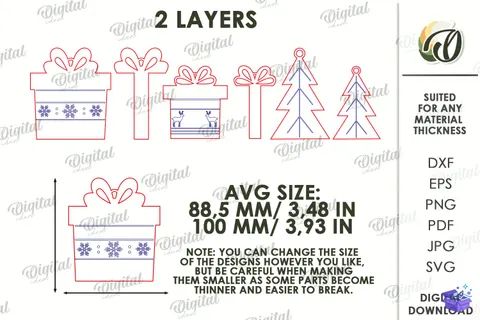 Yılbaşı Hanging Süs Lazer Kesim - Tasarım Çizim Dosyası (SVG, DXF, EPS, PNG) - Lazer Kesim Dosyaları İndir (STL, 3MF, DXF)