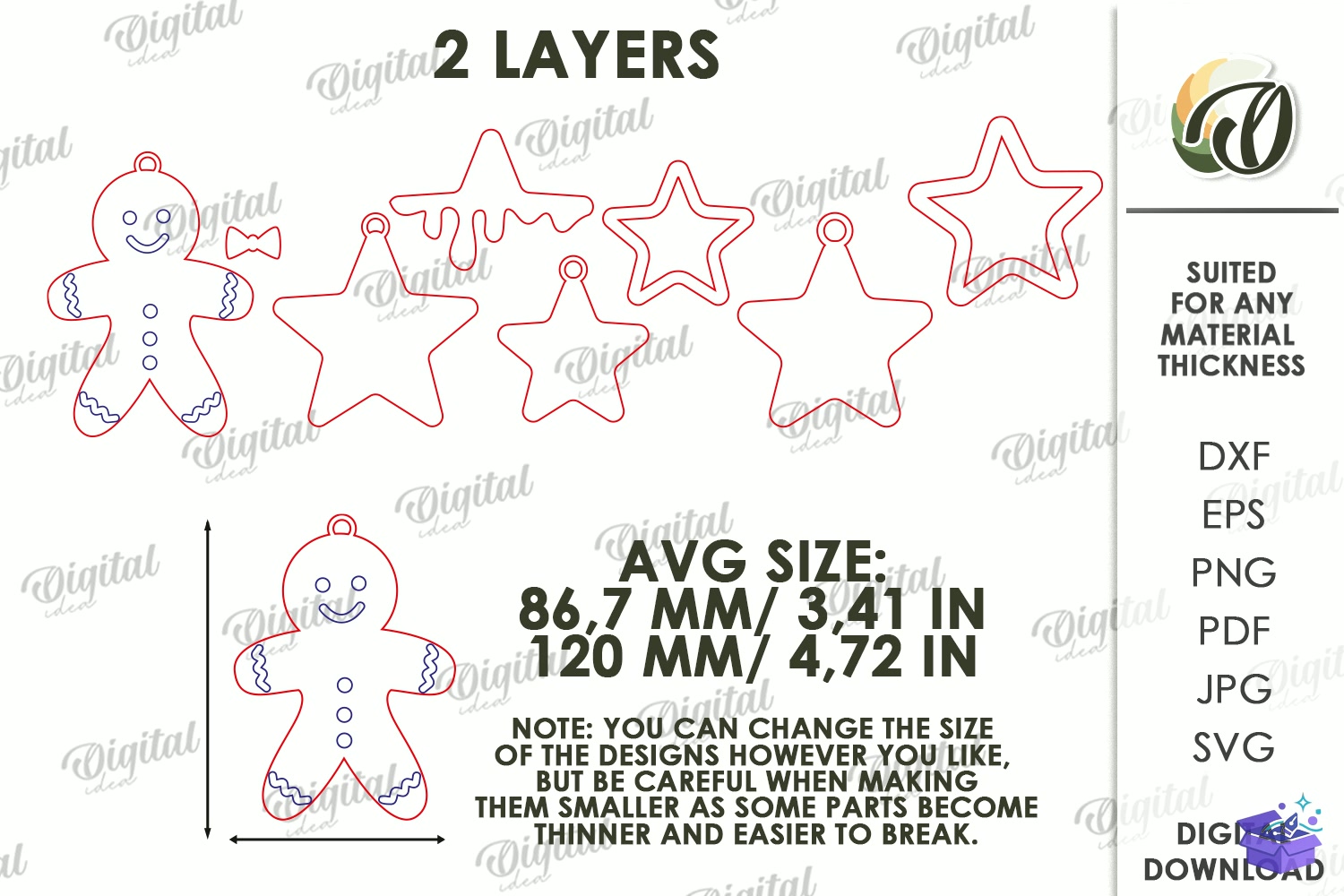 Yılbaşı Hanging Süs Lazer Kesim - Tasarım Çizim Dosyası (SVG, DXF, EPS, PNG) - Lazer Kesim Dosyaları İndir (STL, 3MF, DXF)