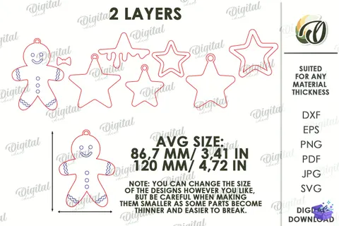 Yılbaşı Hanging Süs Lazer Kesim - Tasarım Çizim Dosyası (SVG, DXF, EPS, PNG) - Lazer Kesim Dosyaları İndir (STL, 3MF, DXF)