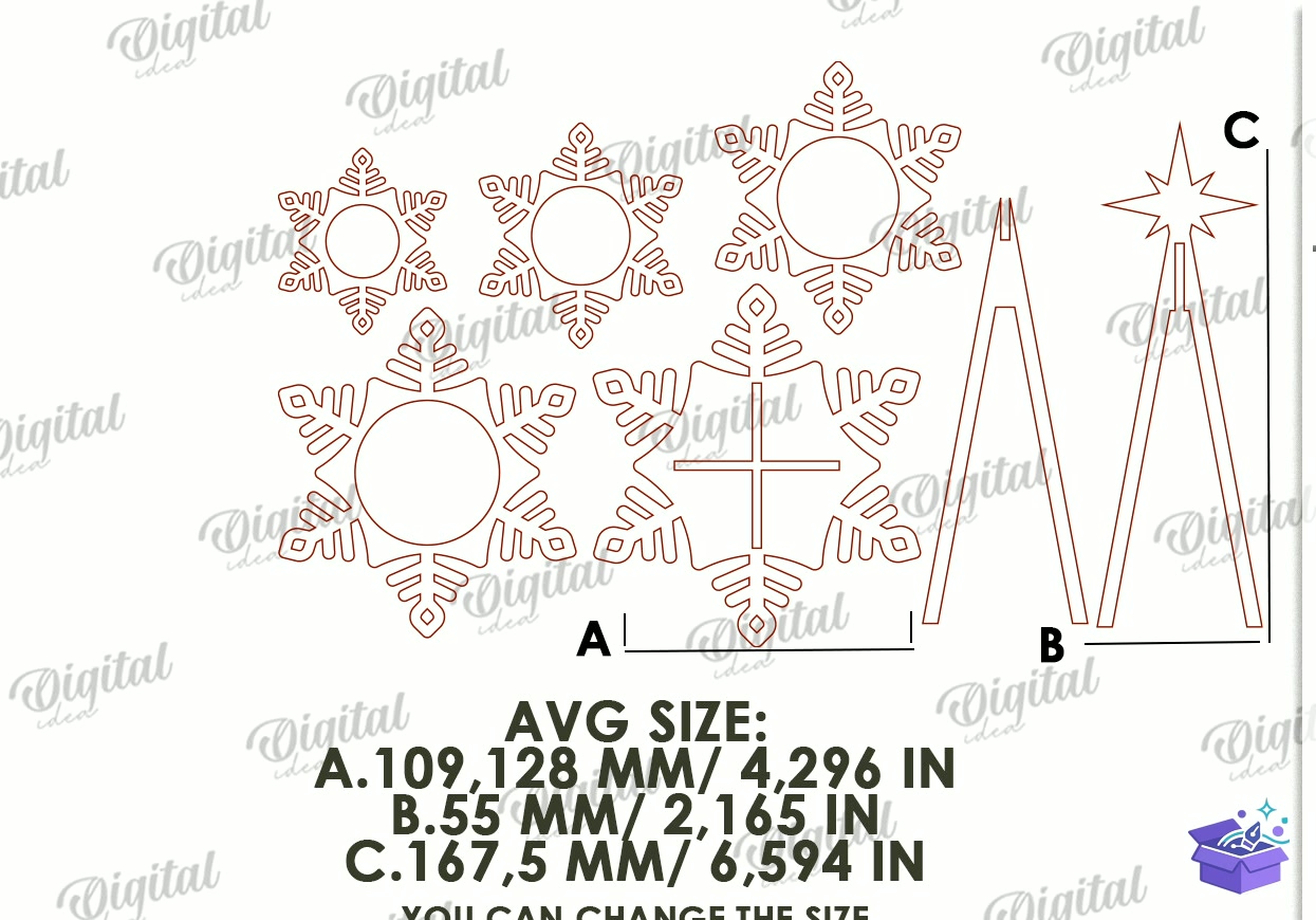Yılbaşı Trees Candle Tutucu Lazer Kesim - Tasarım Çizim Dosyası (SVG, DXF, EPS, PNG) önizleme 6