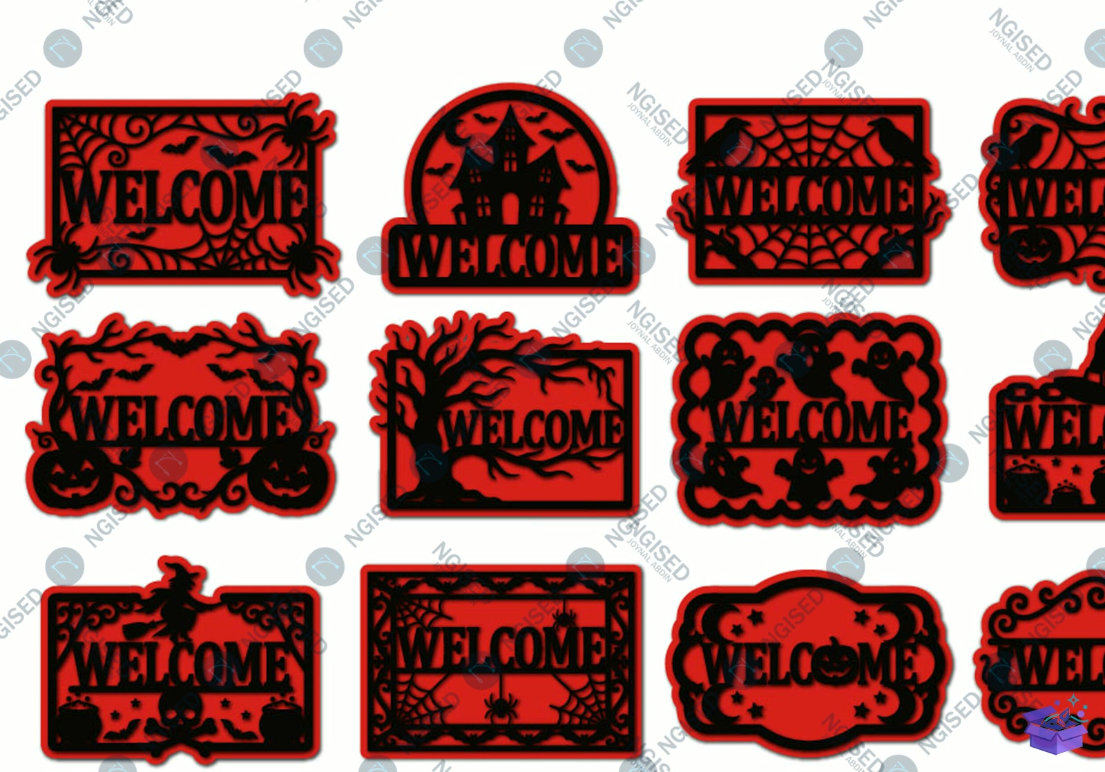 Cadılar Bayramı Hoşgeldiniz Tabelası SVG - Tasarım Çizim Dosyası (SVG, DXF, EPS, PNG) önizleme 2