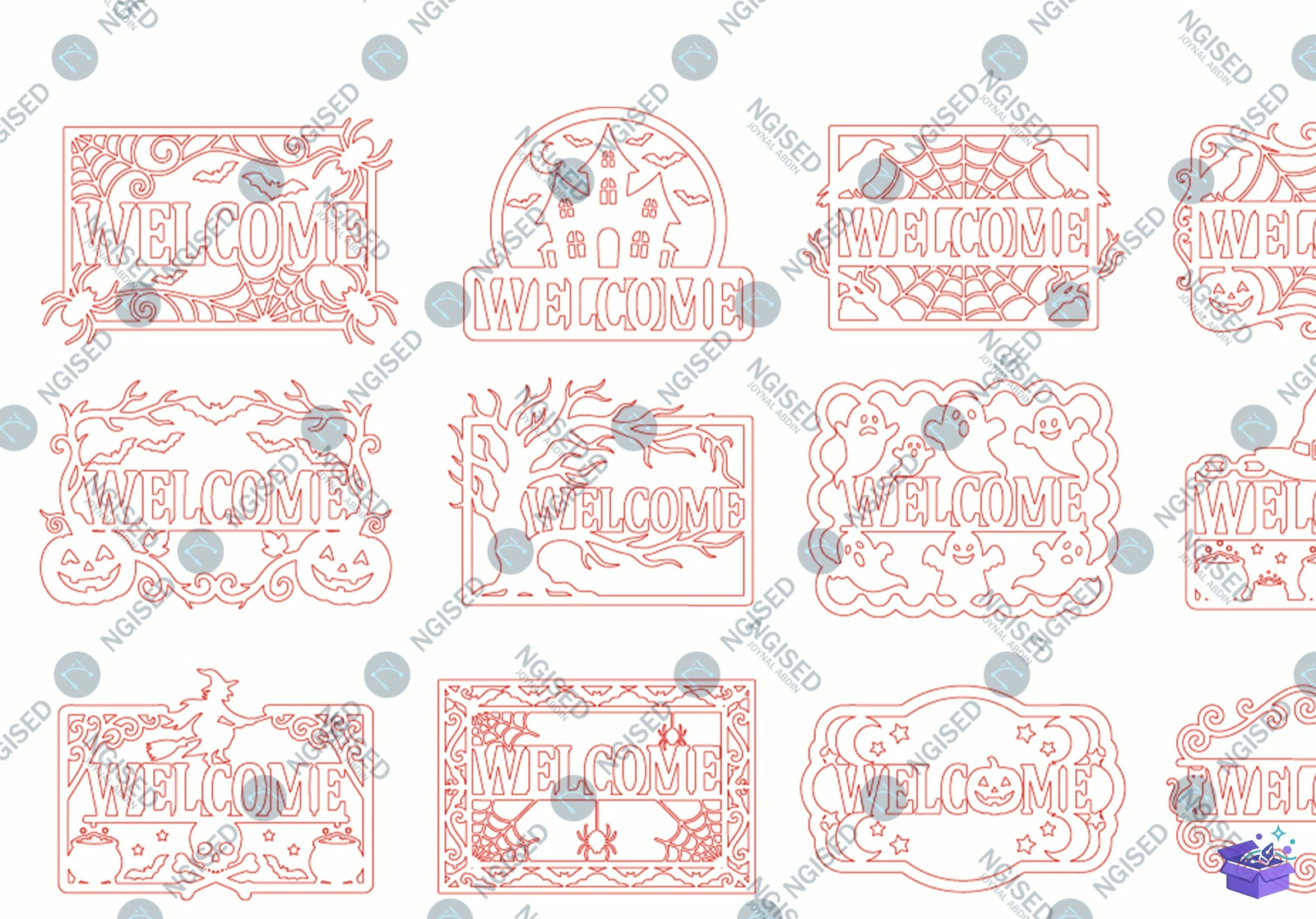 Cadılar Bayramı Hoşgeldiniz Tabelası SVG - Tasarım Çizim Dosyası (SVG, DXF, EPS, PNG) önizleme 3