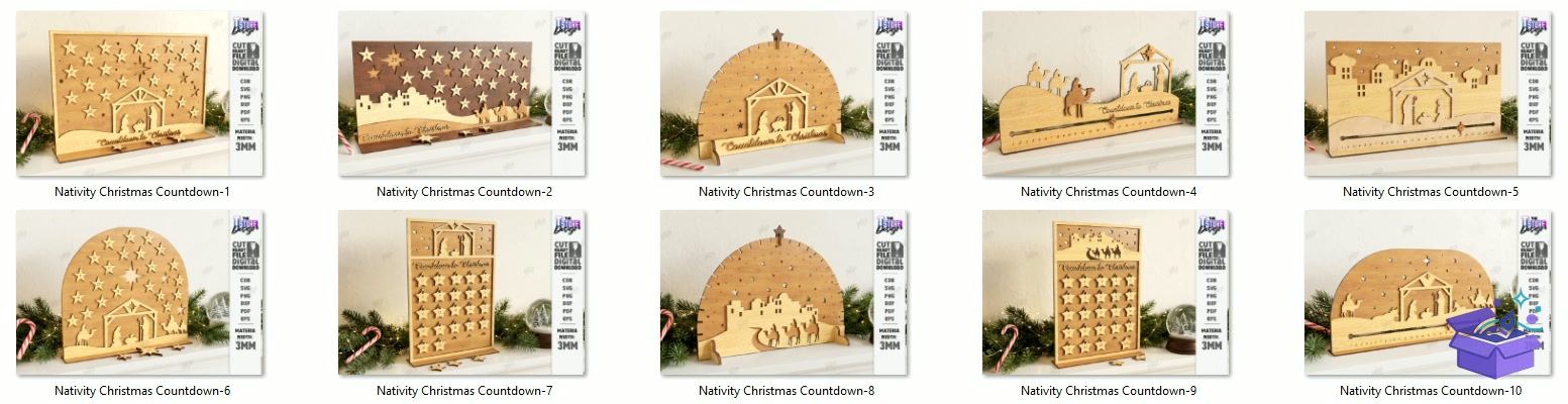 Nativity Yılbaşı Countdown Laser - Tasarım Çizim Dosyası (SVG, DXF, EPS, PNG) - Lazer Kesim Dosyaları İndir (STL, 3MF, DXF)