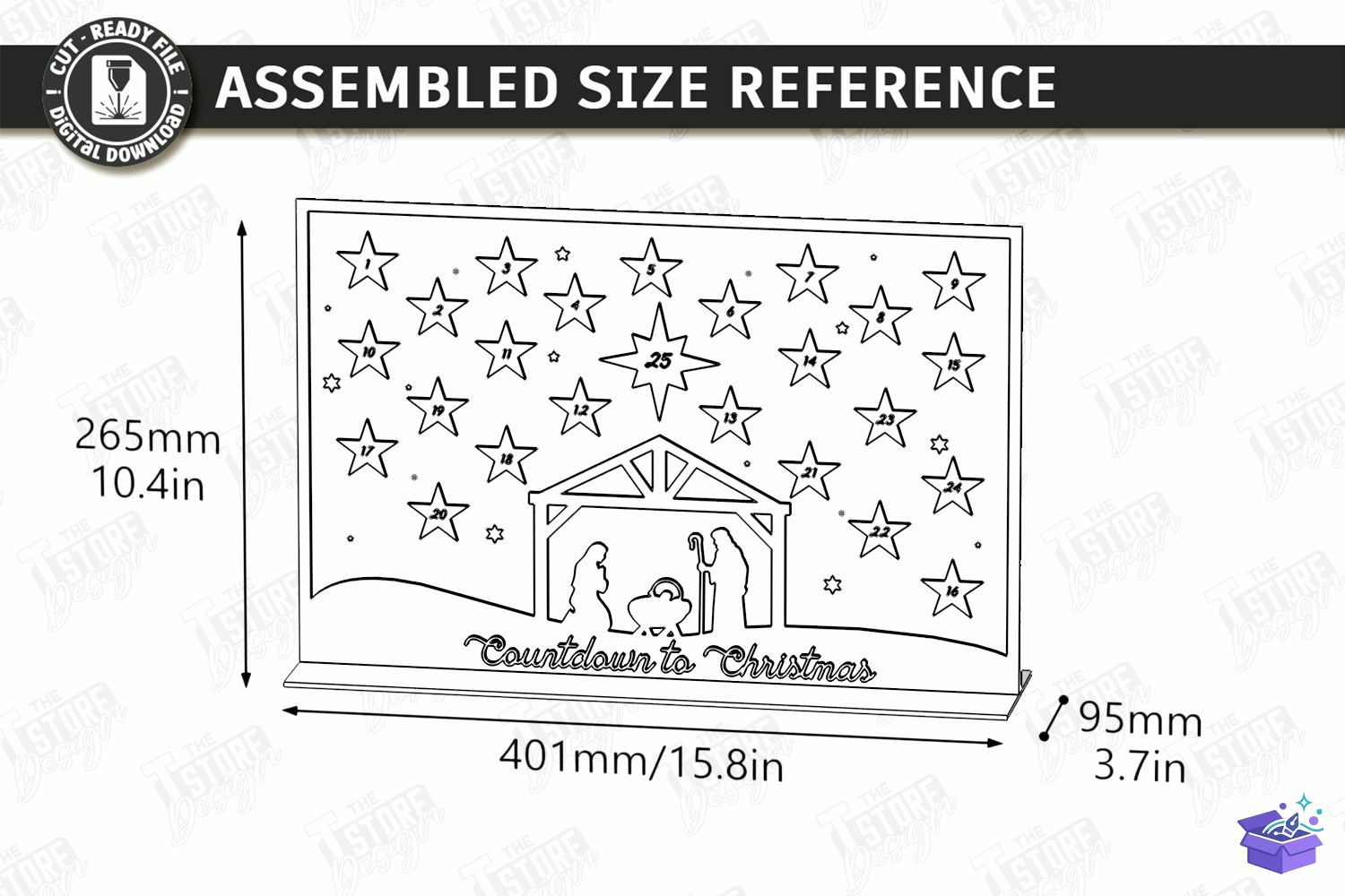 Nativity Yılbaşı Countdown Laser - Tasarım Çizim Dosyası (SVG, DXF, EPS, PNG) önizleme 2