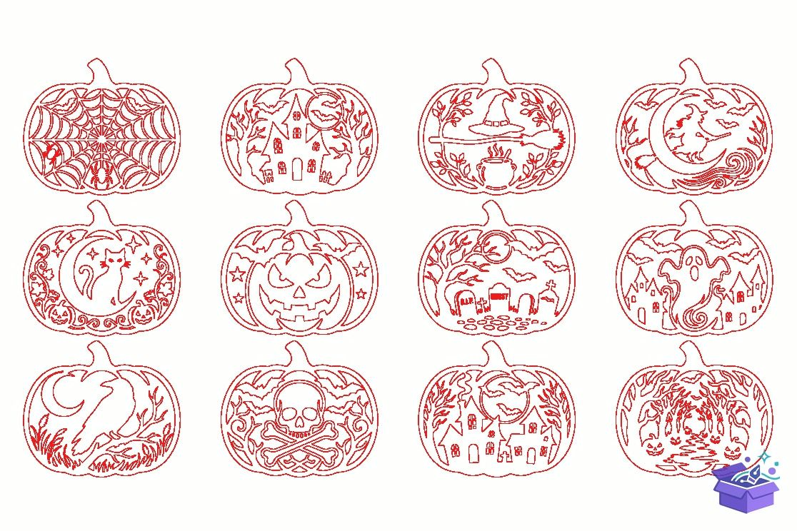 Cadılar Bayramı Pumpkin SVG - Tasarım Çizim Dosyası (SVG, DXF, EPS, PNG) - Lazer Kesim Dosyaları İndir (DXF, SVG, EPS)