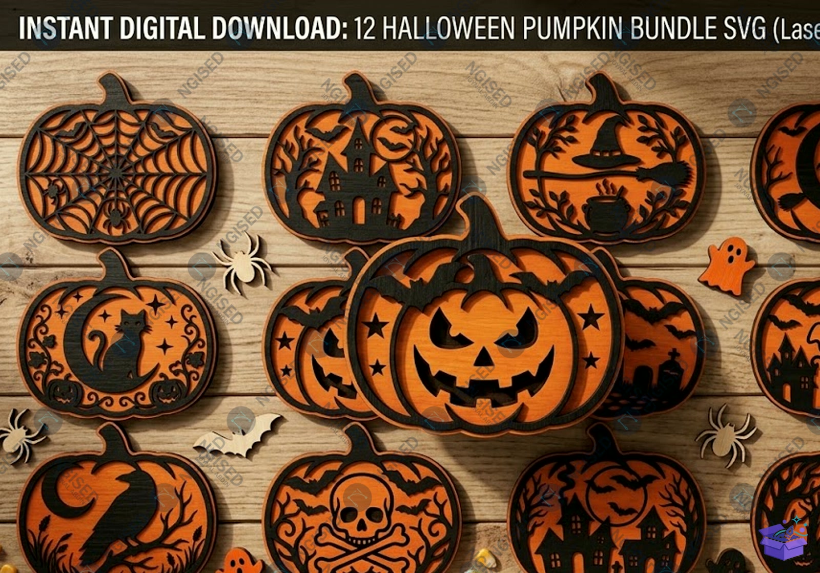 Cadılar Bayramı Pumpkin SVG - Tasarım Çizim Dosyası (SVG, DXF, EPS, PNG) önizleme 2